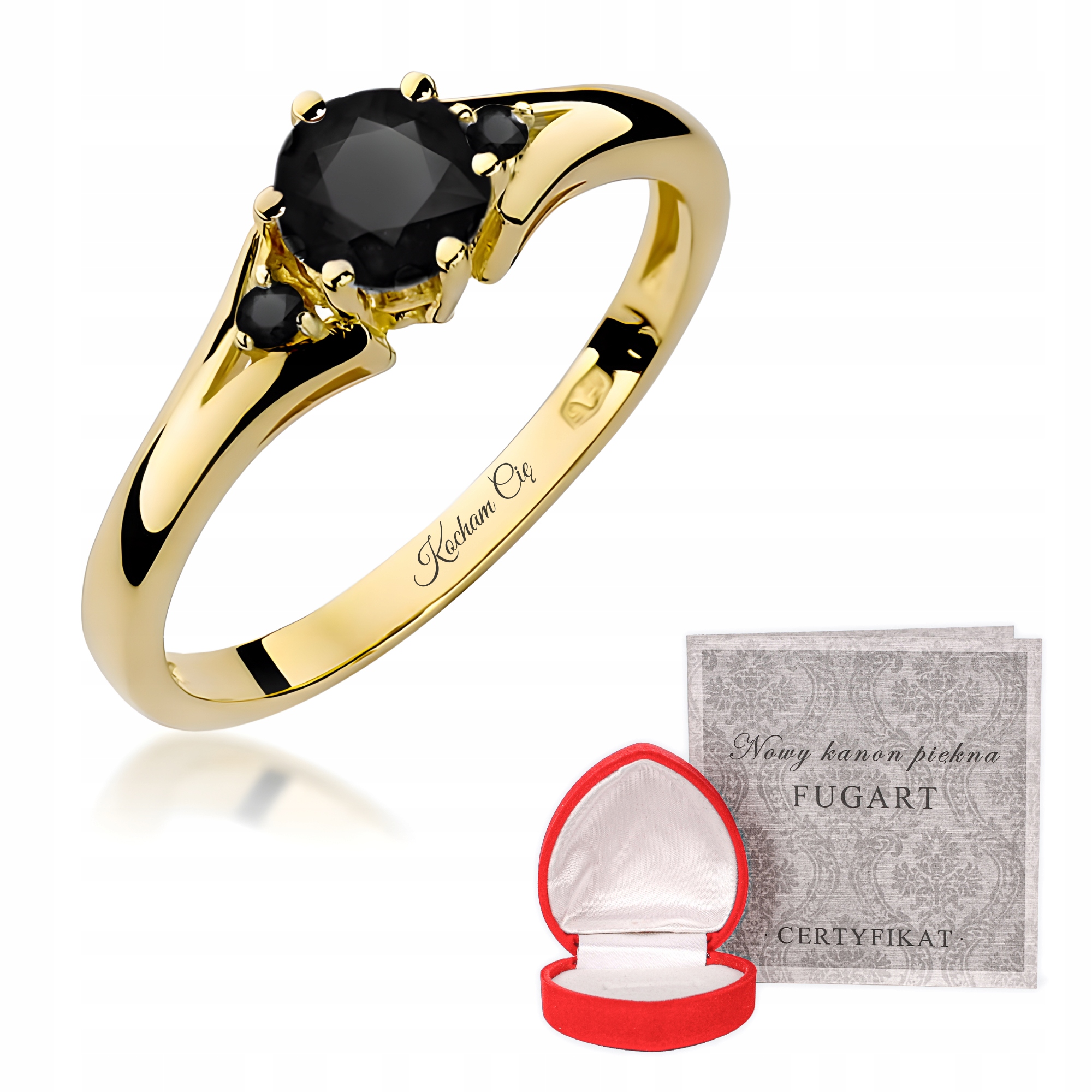 Prstýnek Zásnubní Prstenn 585 S Černým Diamantem Gravírování Bonus r23