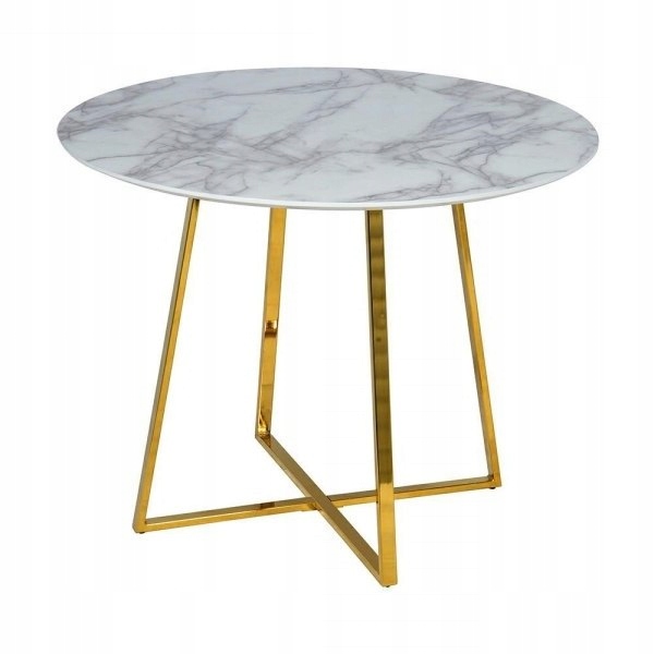 Okrągły Stół MDF Marmur podstawa metal Złoty fi100 Marka inna