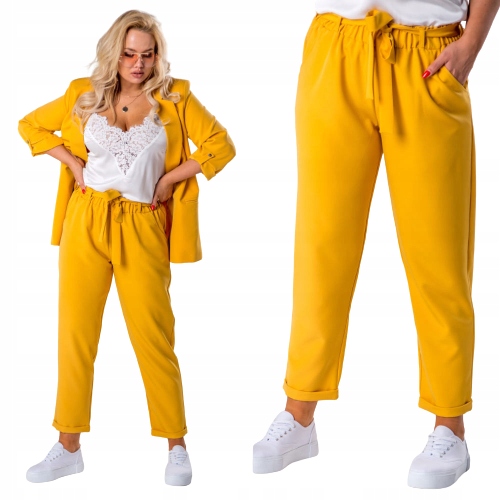 Elegantní kalhoty Anet s paper bagem, barva hořčice, vel.