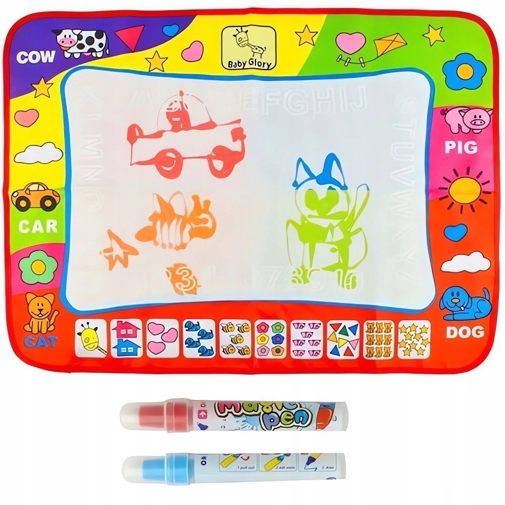 MATA WODNA DO KOLOROWANIA WODĄ ROZWIJAJĄCA DUŻO AKCESORI WYTRZYMAŁA 60x80cm