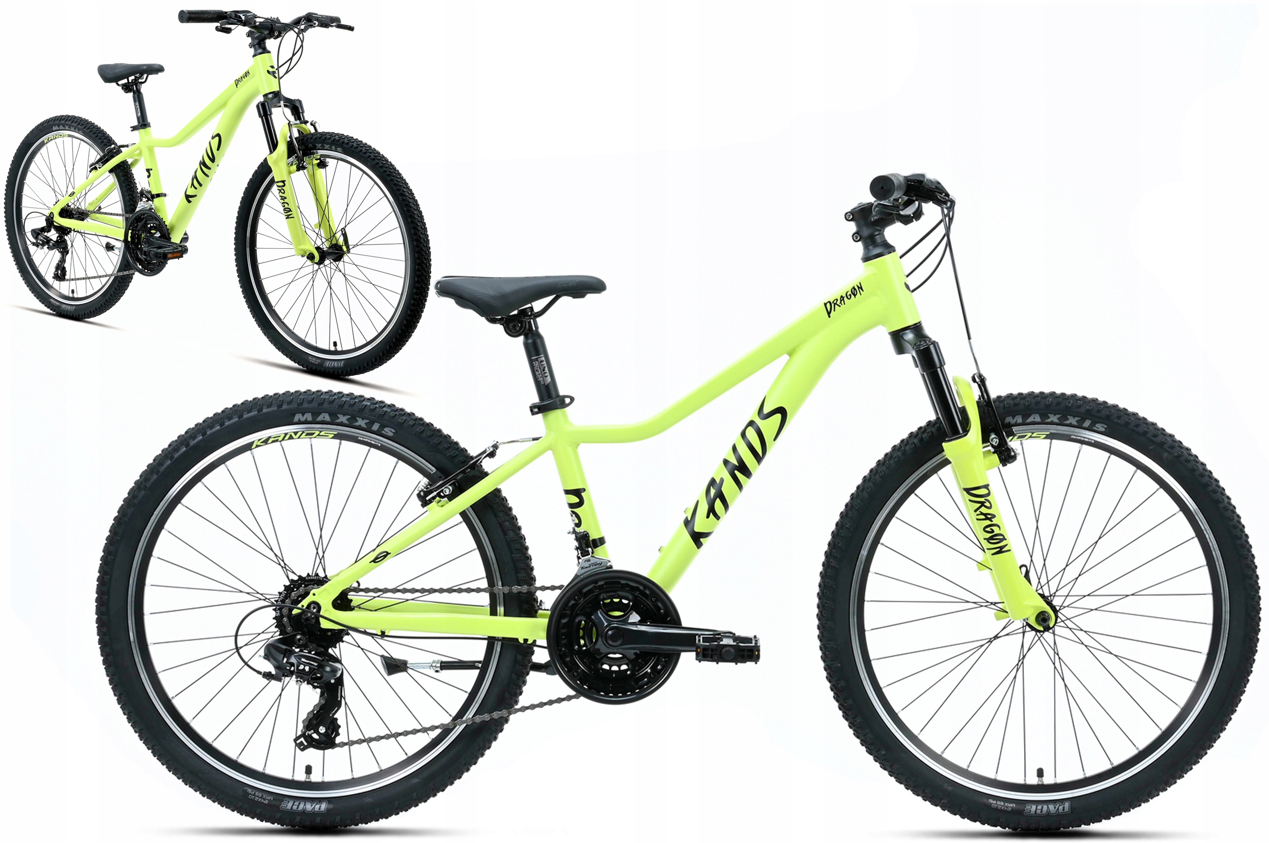 Rower dziecięcy 24" Kands Dragon rama 13" limonkowy R26