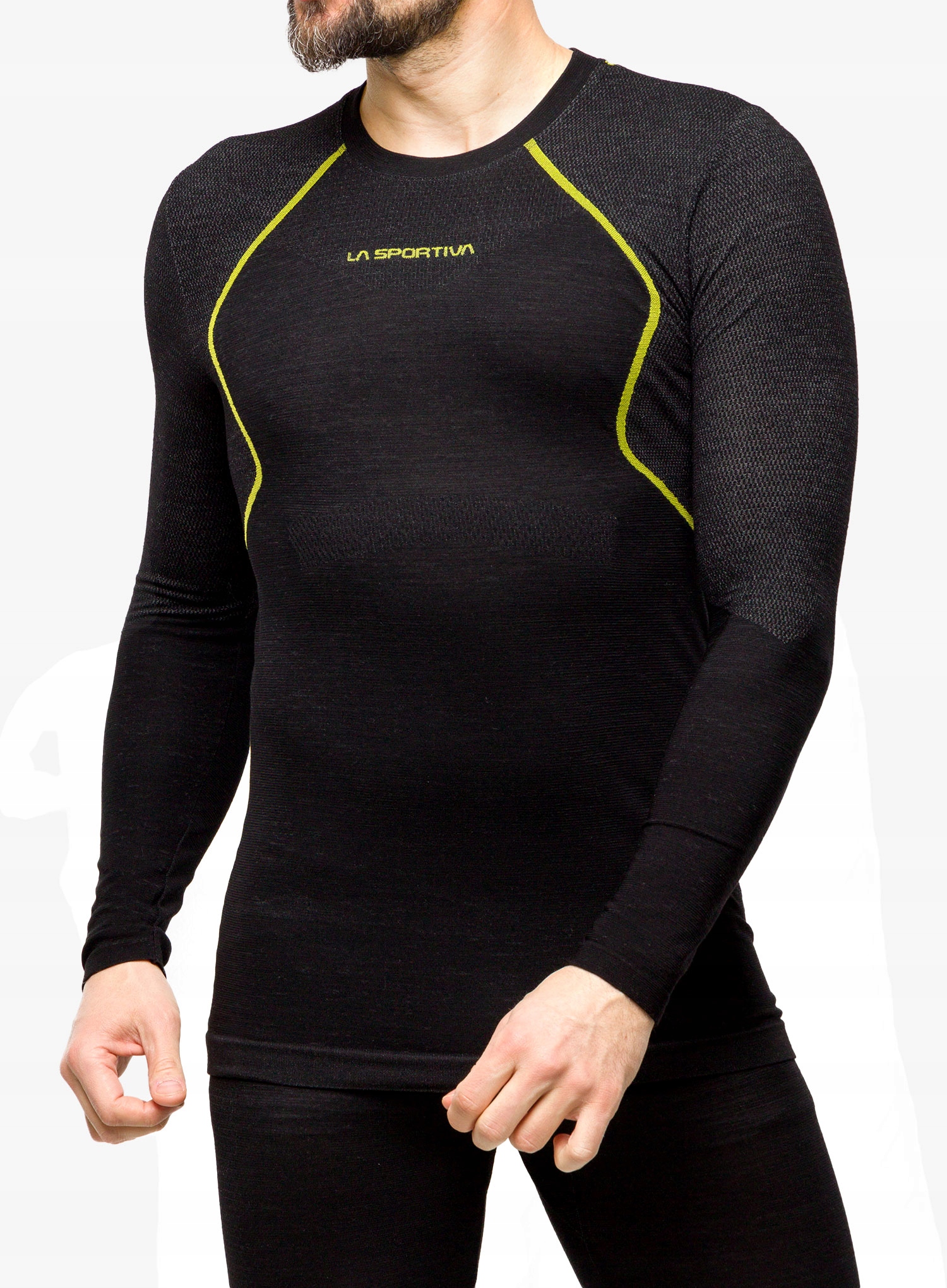 Mikina s dlouhým rukávem La Sportiva Wool40 Aero černá/žlutá S