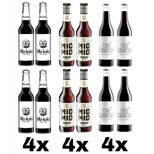 Fritz-kola, On Lemon, MioMio MIX bez cukru, kraft cola zero (12 szt.)