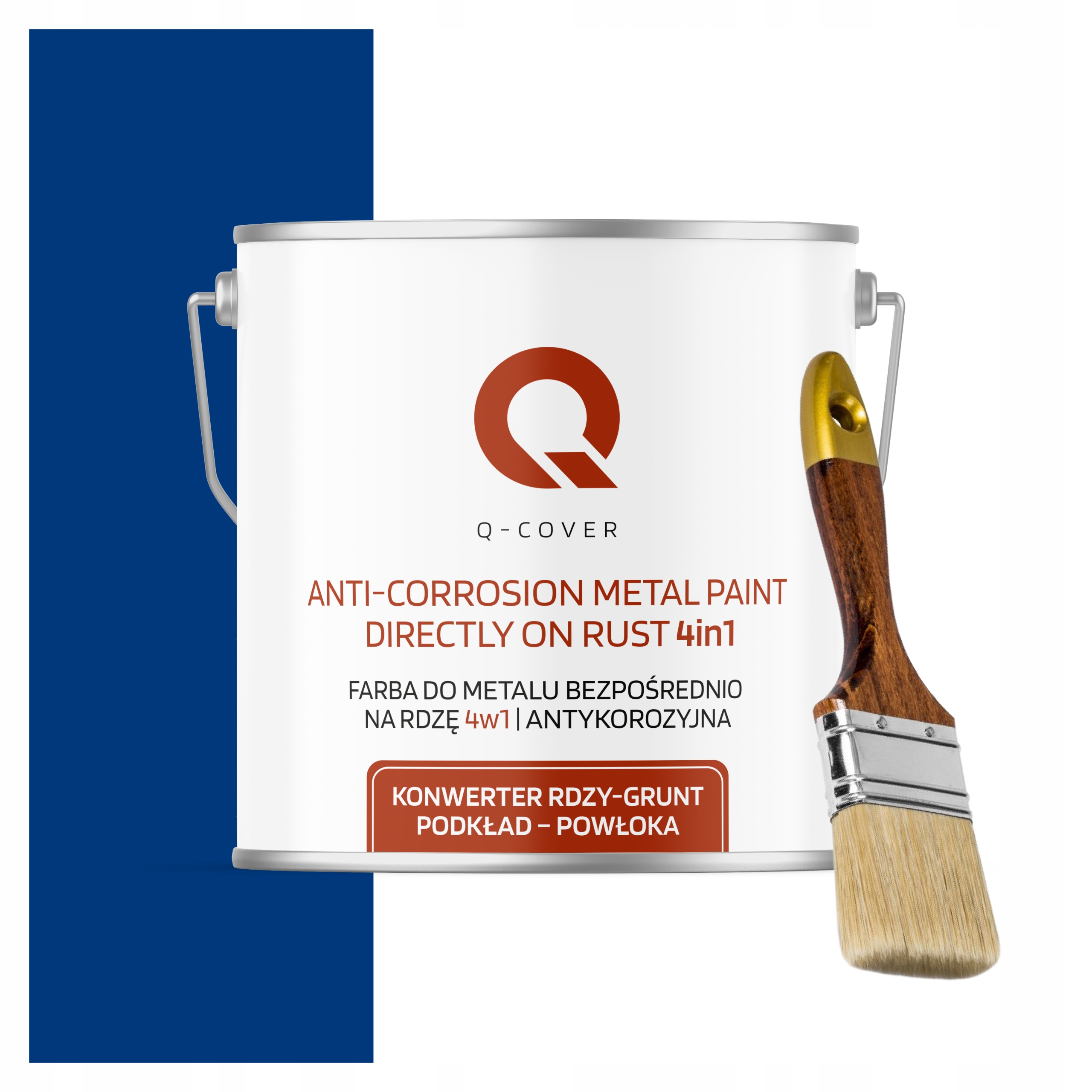 Farba na kov antikorózna 5L polomatná modrá Ultramarínová štetec