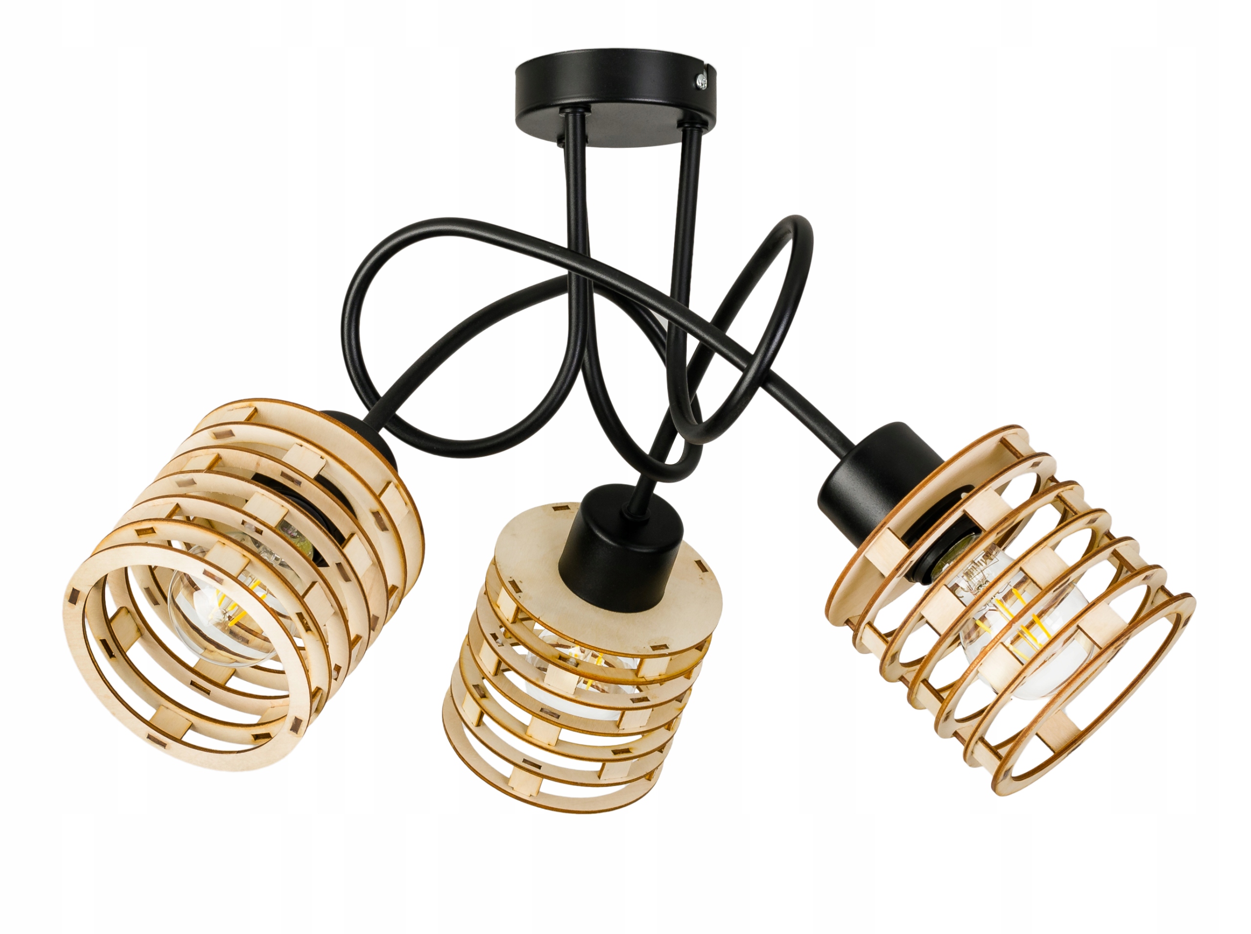 Stropní svítidlo závěsný lustr Loft dřevo na E27