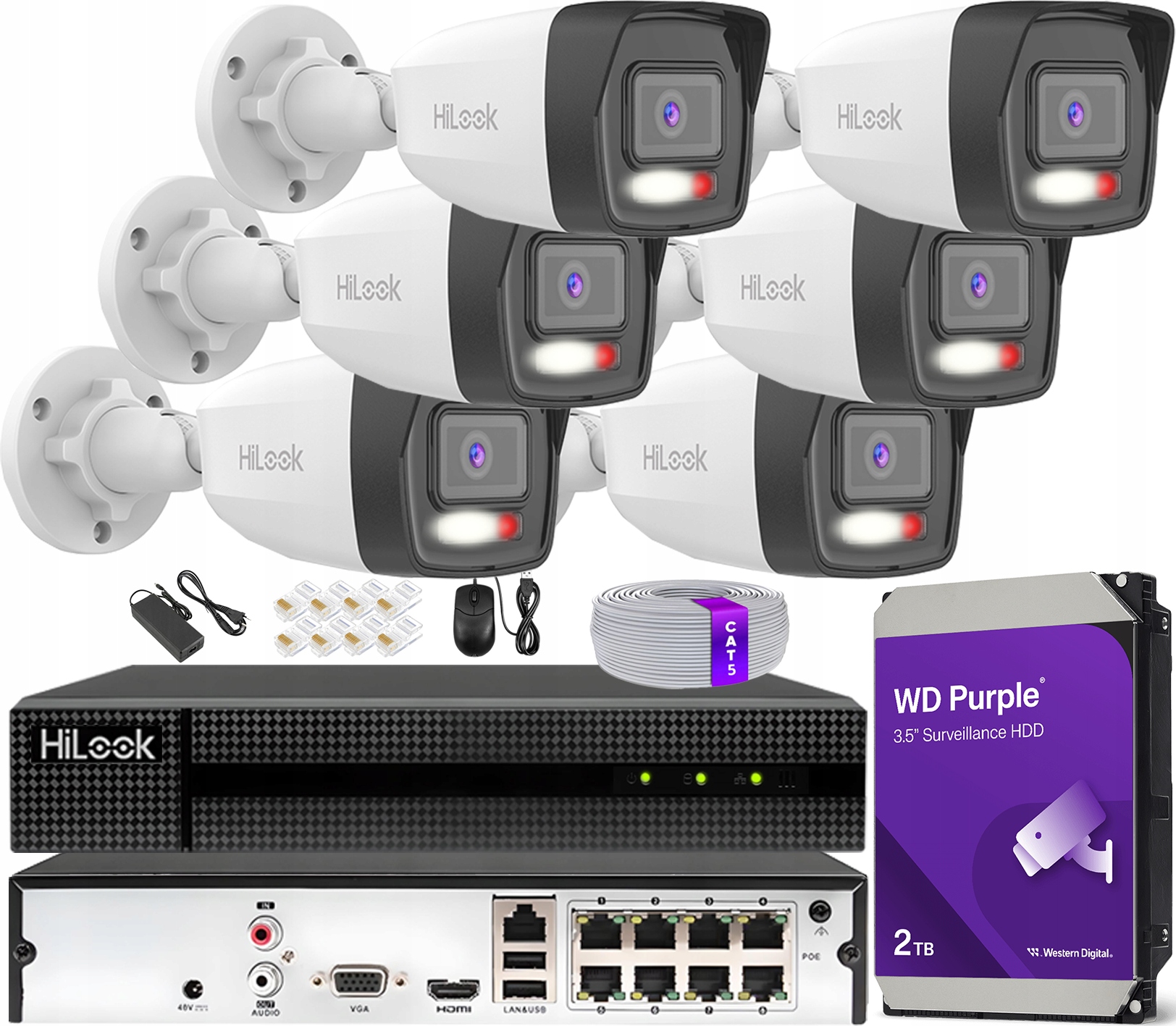 Ip monitorování Sada 6 kamer 6Mpx Den/Noc Barva Audio Aplikace Detekce