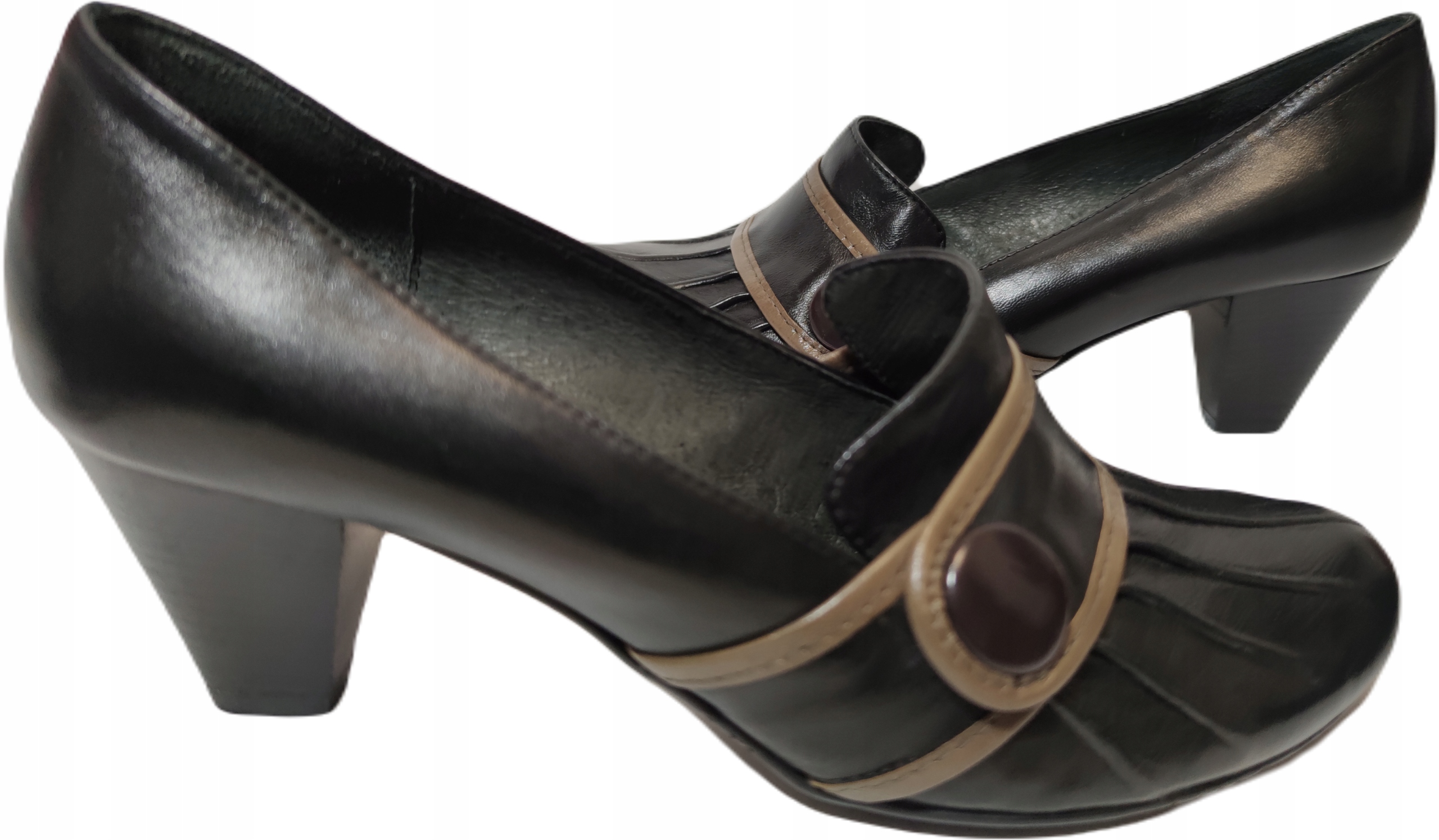 Lodičky kožené sloupkové Ryłko U4M63 Černé r39