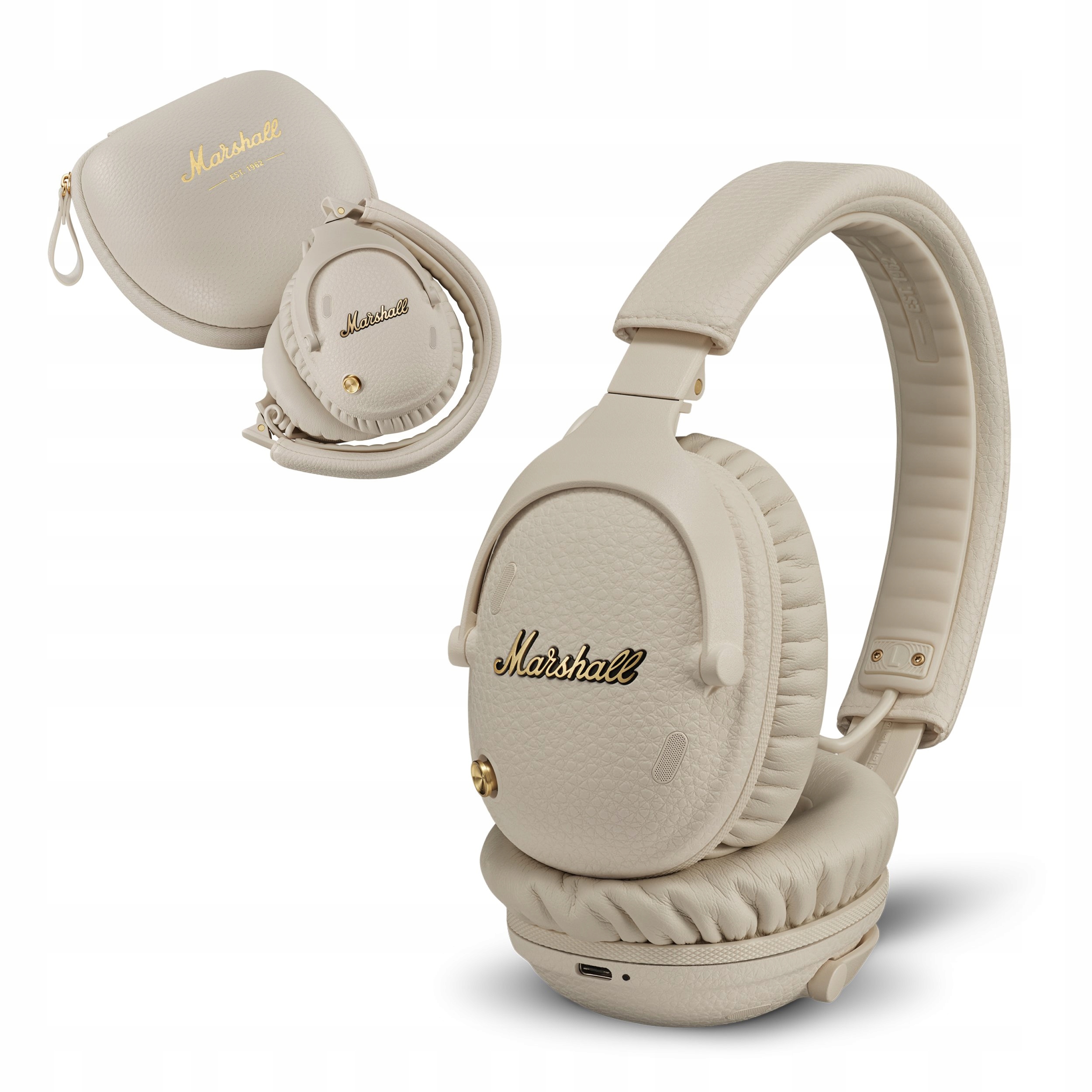 Marshall Słuchawki Bluetooth Monitor III Anc Kremowe Bezprzewodowe Nauszne