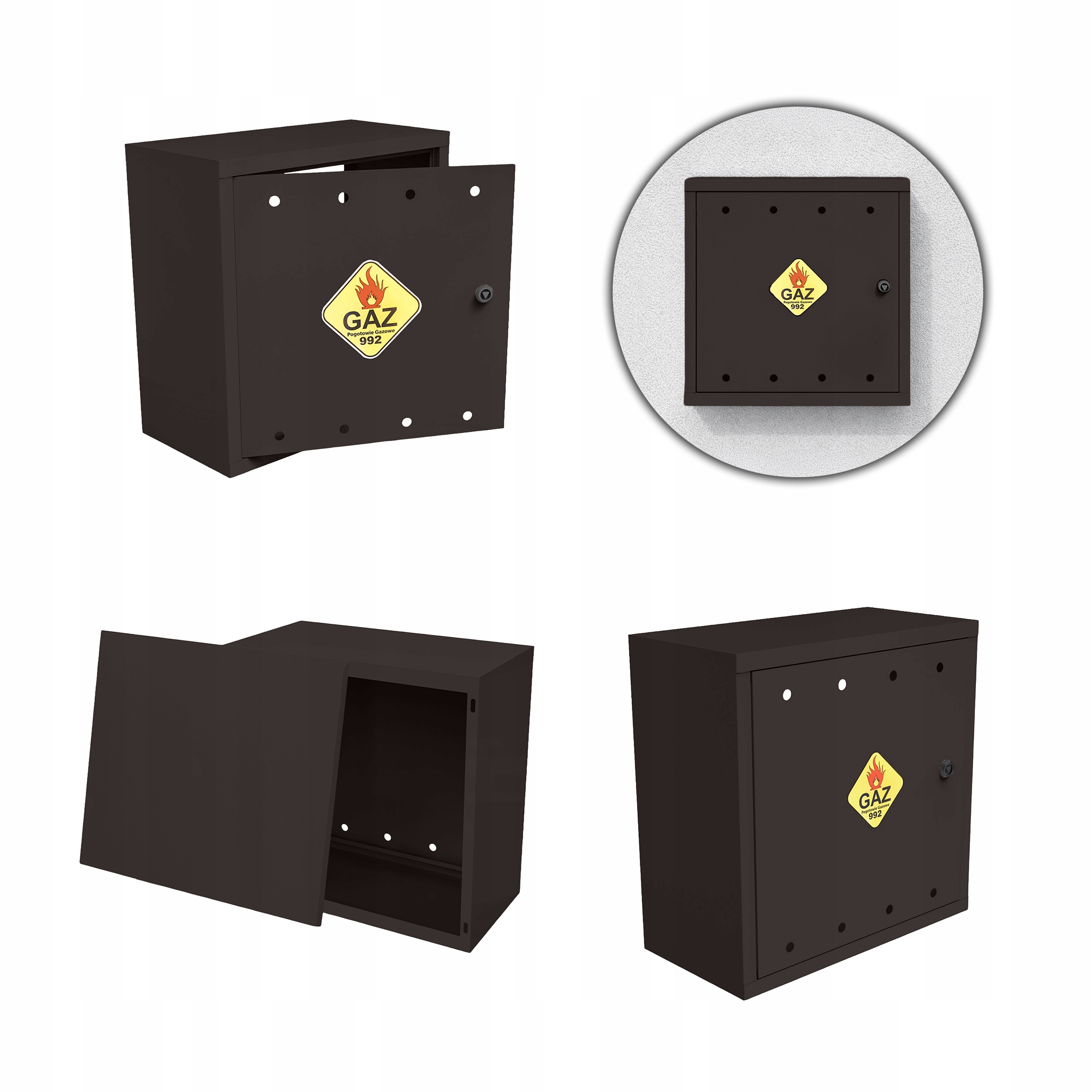 Plynová Skříňka 50x50x25 Hnědá Skříňka S Zády Pro Plynový Ventil Ocelová