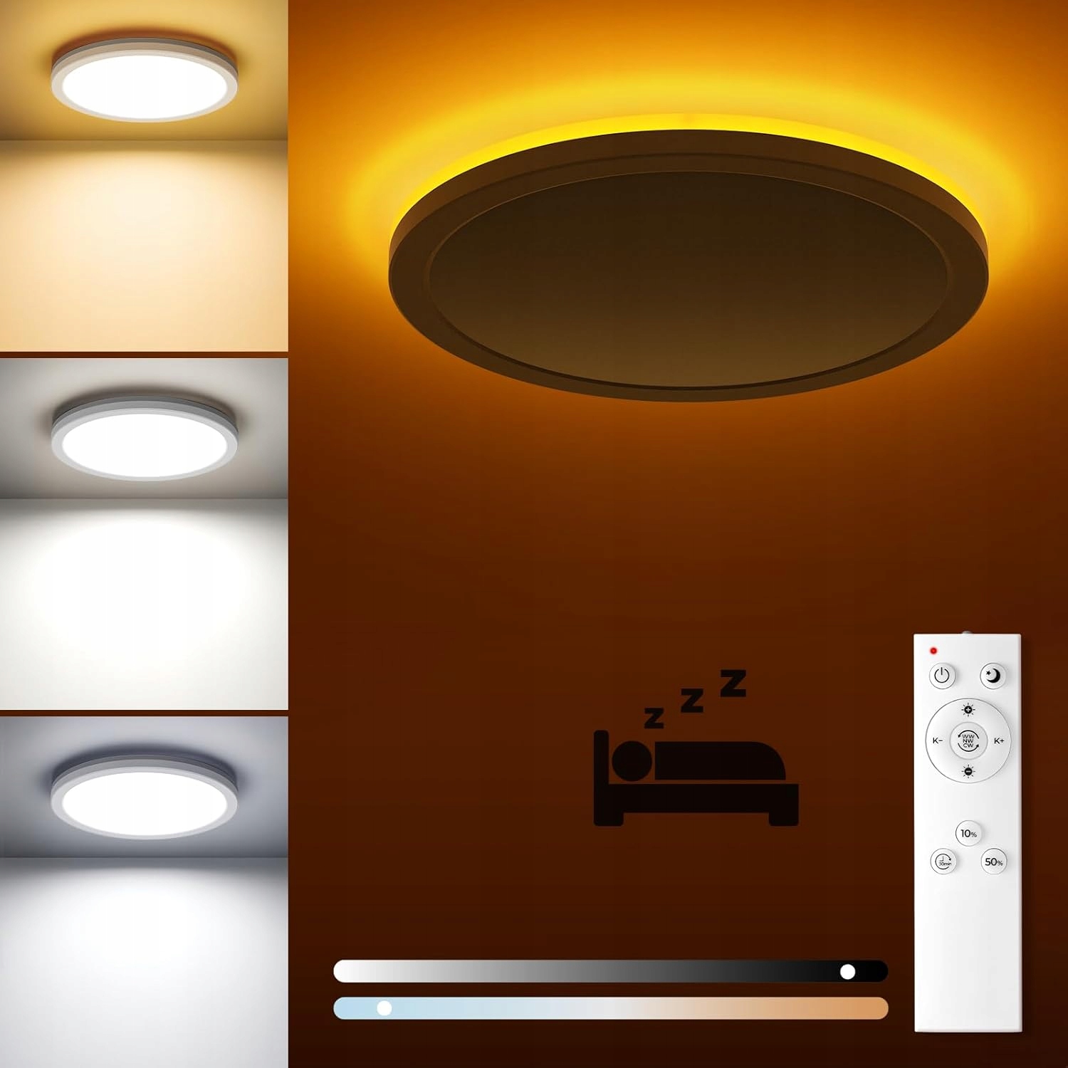 stropní svítidlo Led 30 cm 24 W, moderní design s dálkovým ovládáním, bílá Dálkový Ovladač