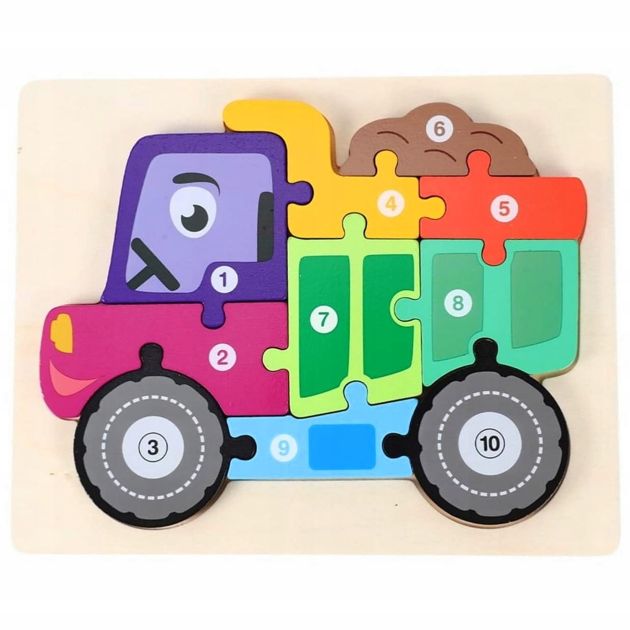 PUZZLE DREWNIANA UKŁADANKA CIĘŻARÓWKA MONTESSORI