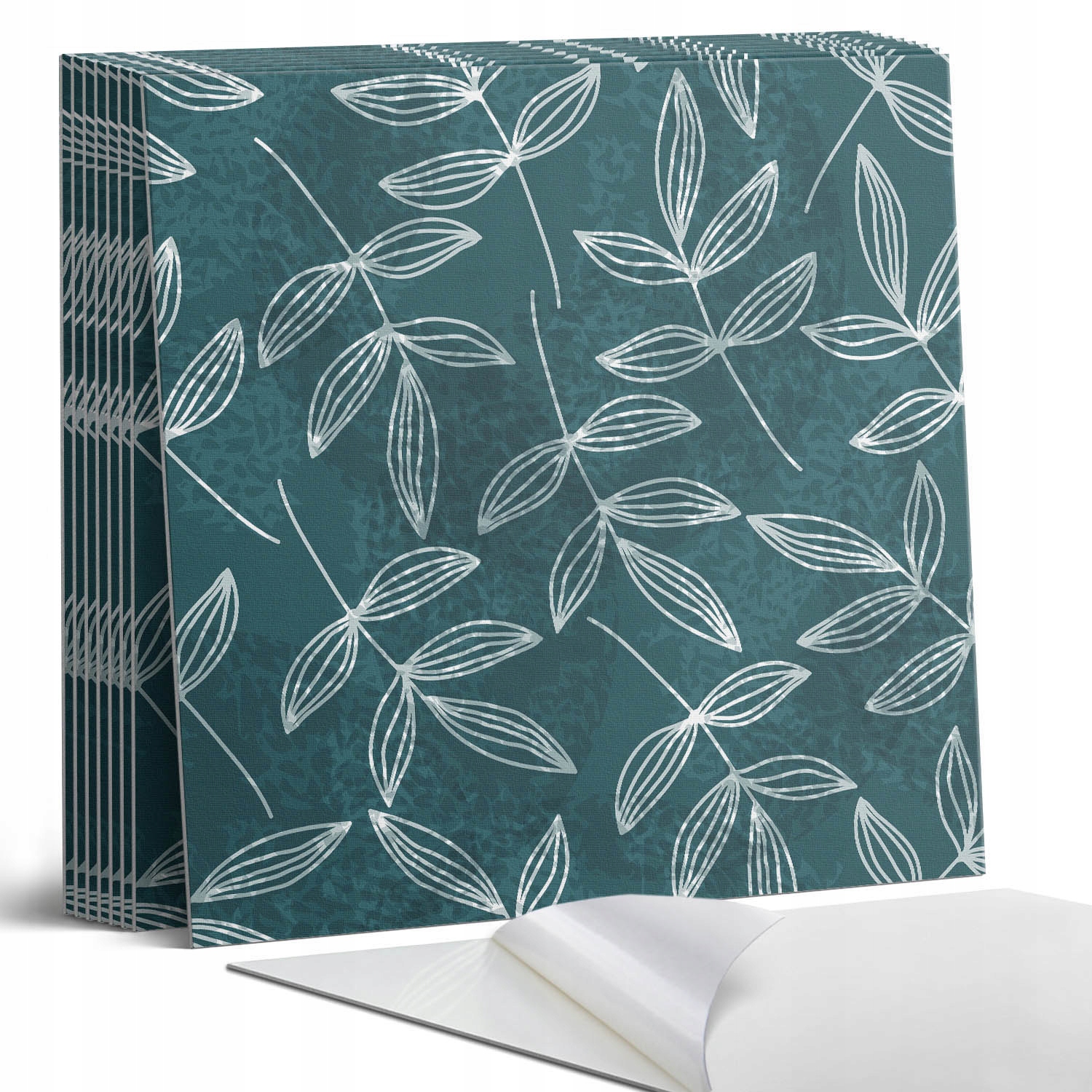 Balíček vinylových dlaždic s motivem do kuchyně Listy vzoru 9 x 30 x 30 cm