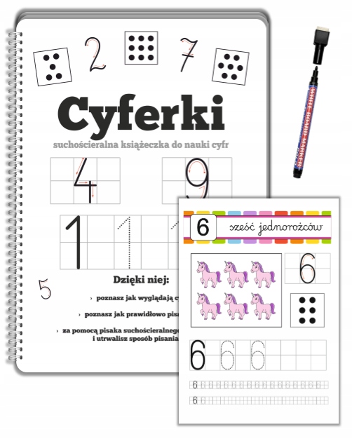 

Książka Cyferki książeczka do nauki cyfr pisak