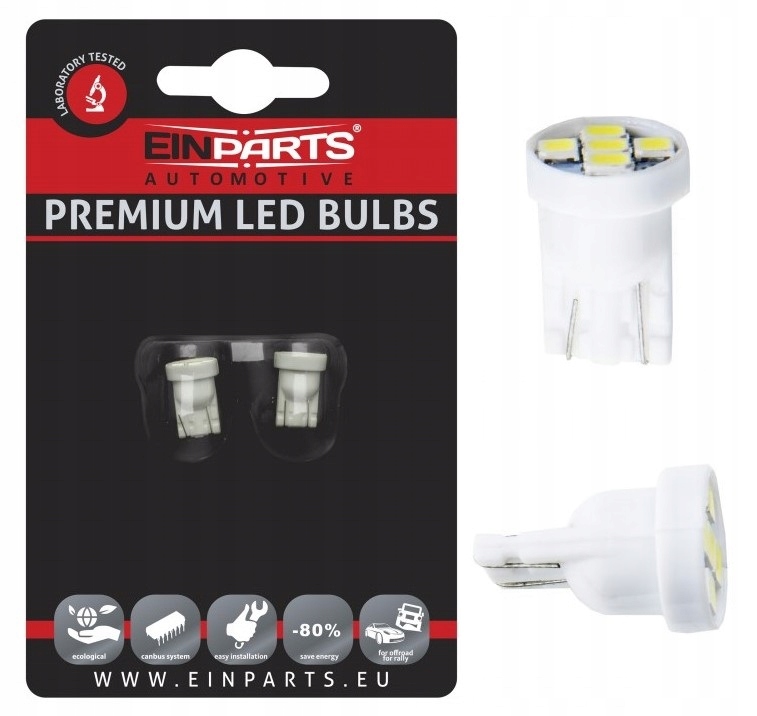 

W5W Led Żarówki x2 Postojówki Małe Einparts W5W