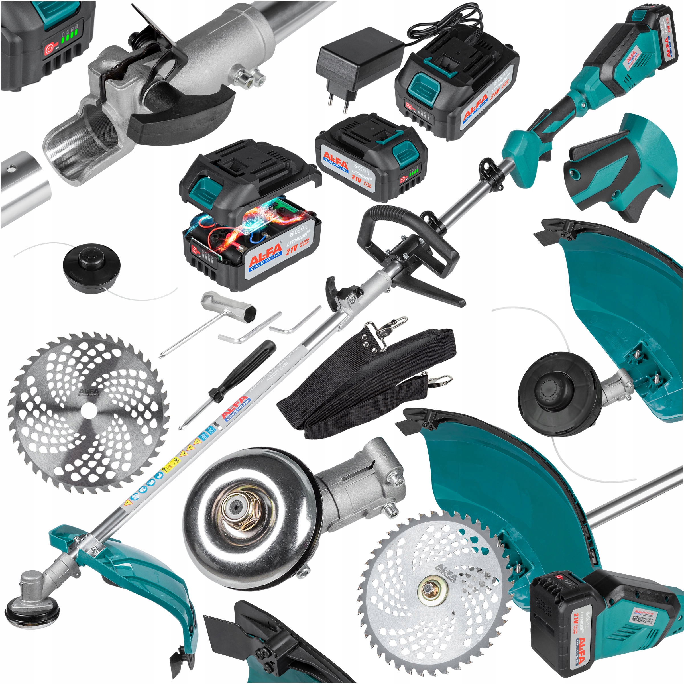 Podkaszarka kosa Akumulatorowa 2 baterie Żyłka Tarcza wykaszarka Zestaw