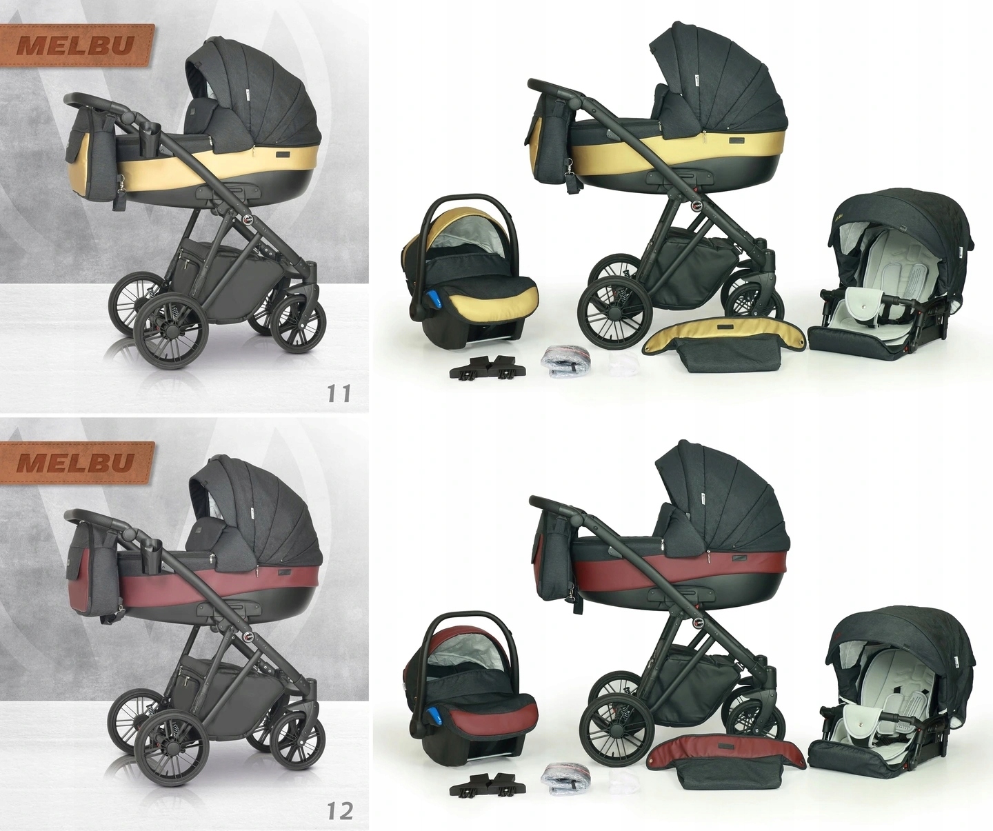 WÓZEK DZIECIĘCY VERDI MELBU 3W1+TORBA + AKCESORIA Zestaw 3w1