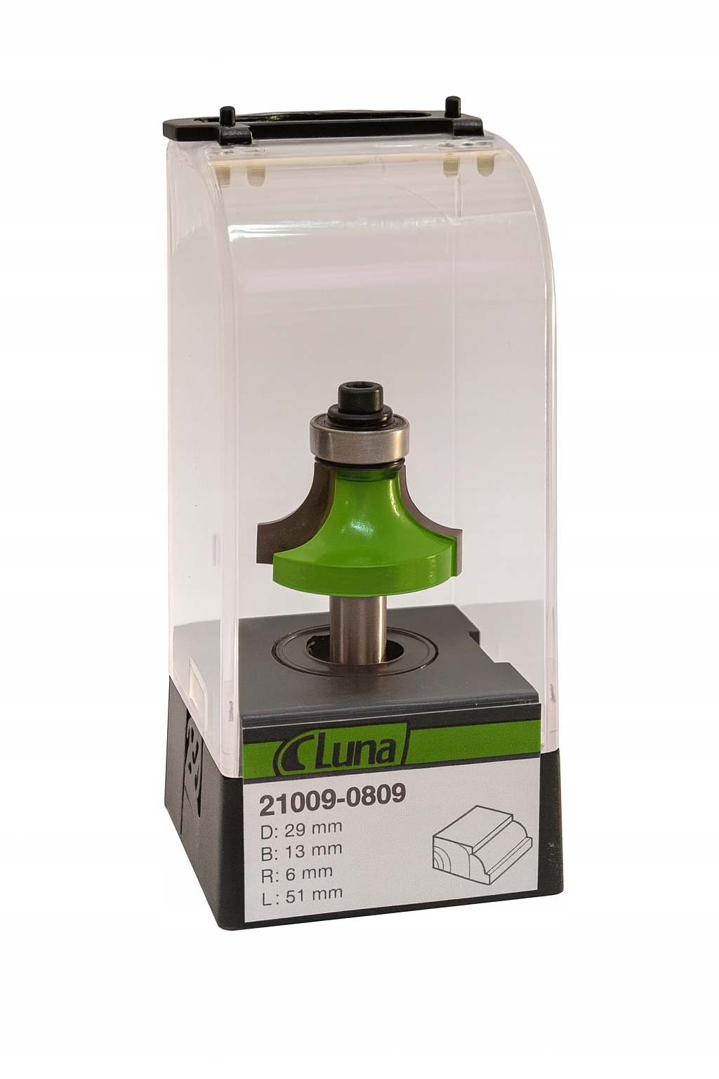 Zaoblovací fréza 29 mm H13 mm R8 mm, délka 51 mm, stopka 8 mm s ložiskem Luna