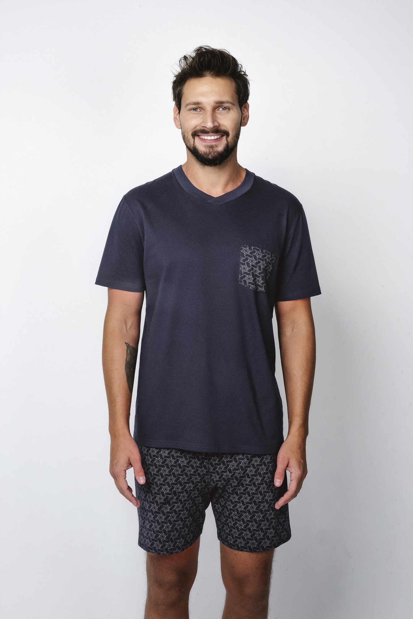 Diaz pánské pyžamo s krátkým rukávem, krátké kalhoty XXXL Italian Fashion