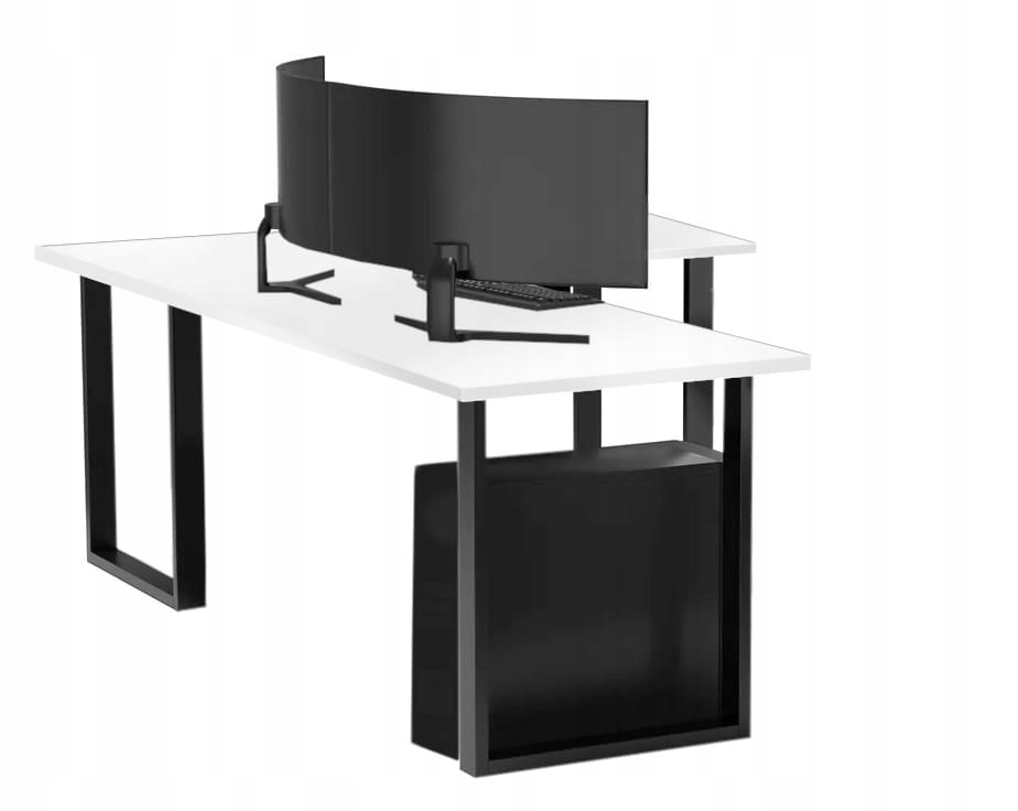 BIURKO 120X180cm KOMPUTEROWE GAMINGOWE NAROŻNE BIAŁE LOFT Marka bez marki