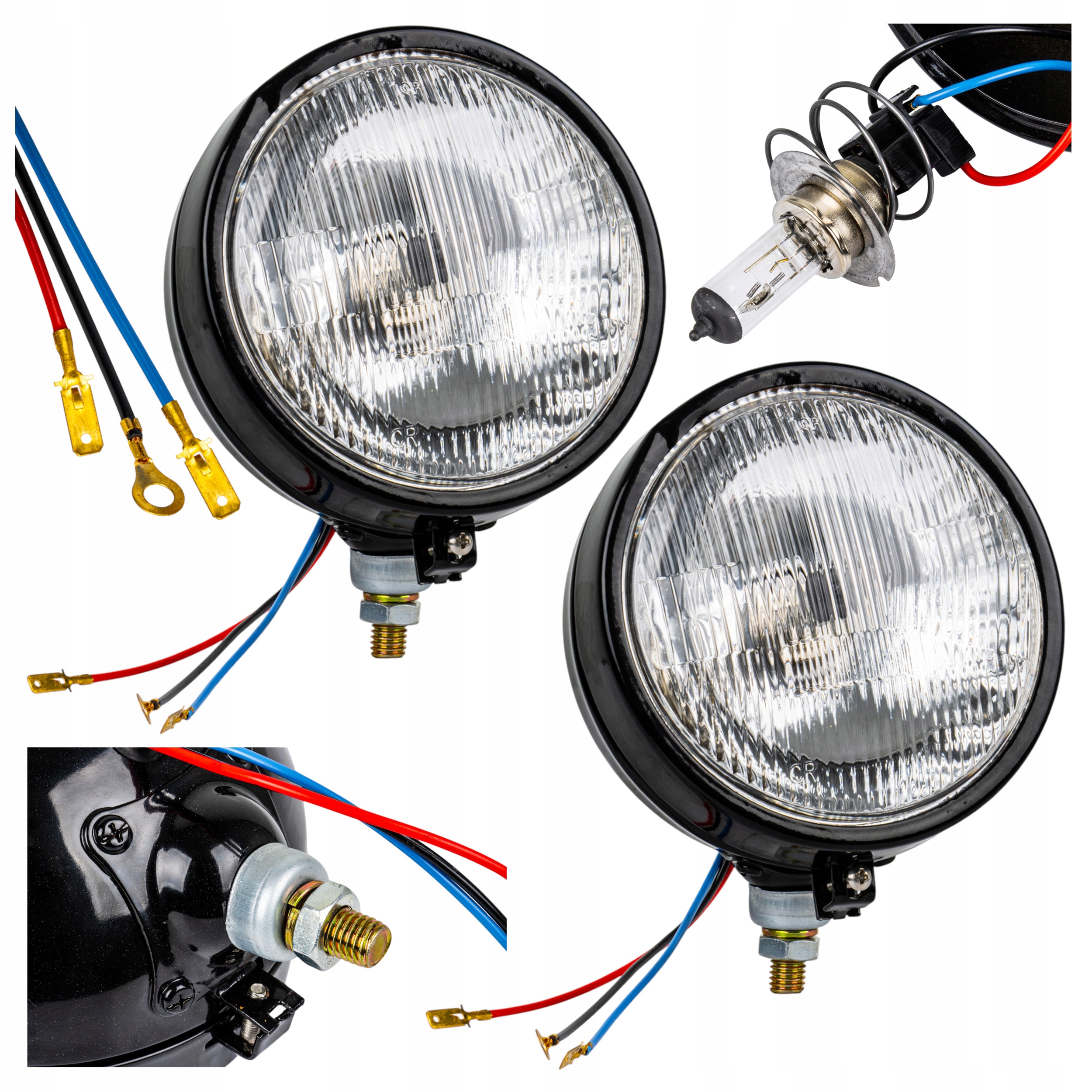 Přední světla Mtz T25 Belarus vertikální kovová s žárovkami H4