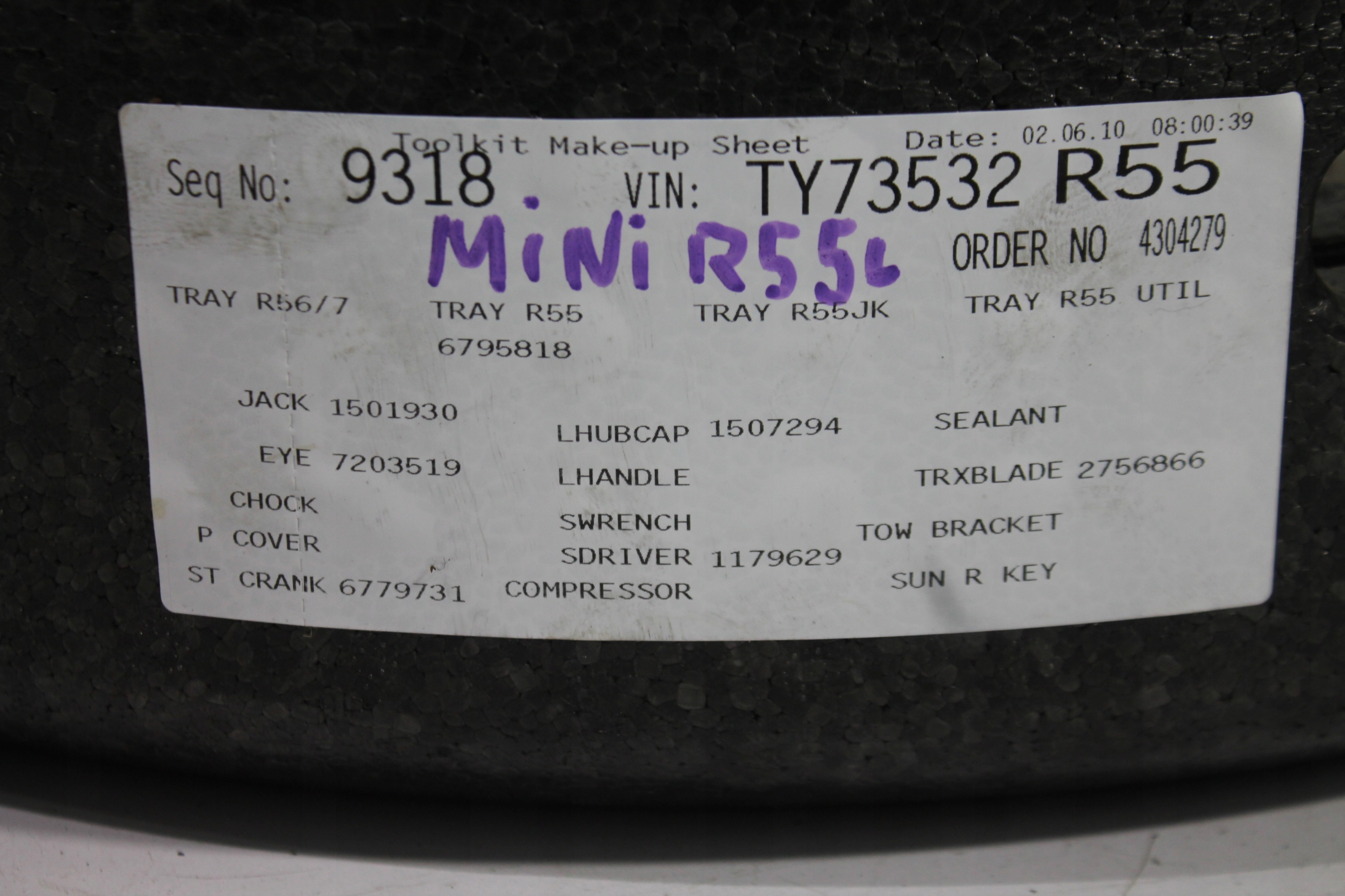 6795818 - Комплект для ремонта колес MINI CLUBMAN R55 07-14