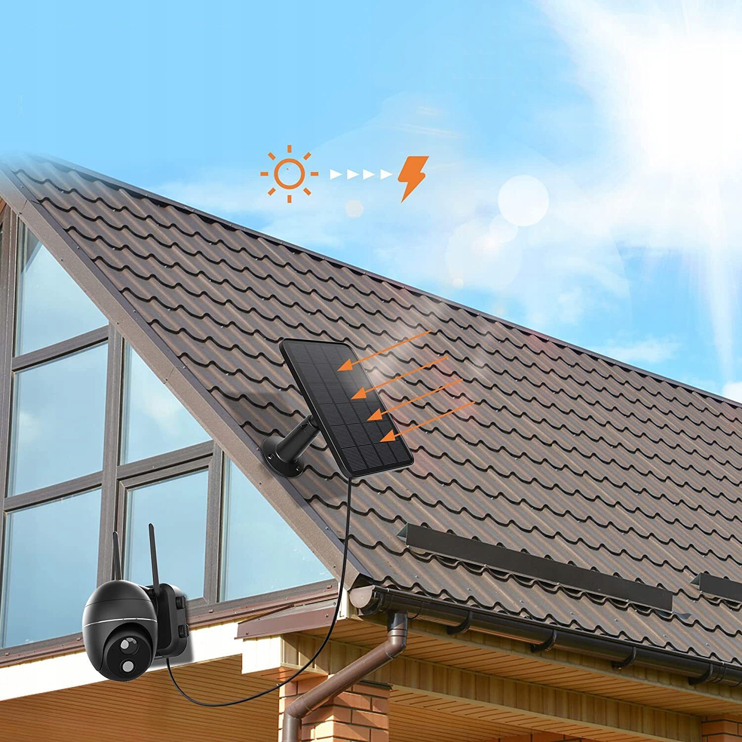 4W PANELE SŁONECZNE DO BEZPRZEWODOWEJ KAMERY MONITORUJĄCEJ, WODOODPORNY Moc 4 W