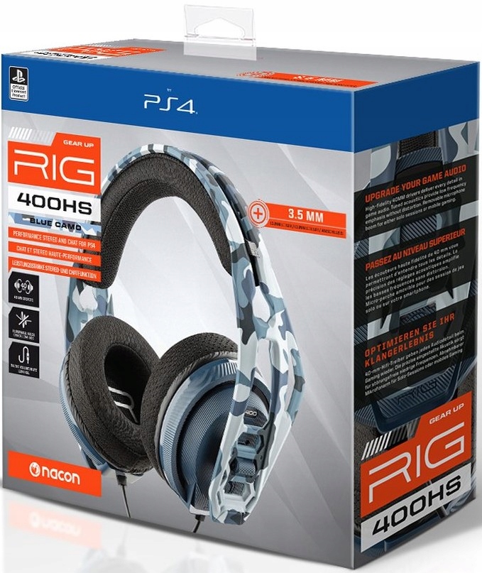 Nacon RIG400HS PS5/PS4 Drátová sluchátka – modrá kamera
