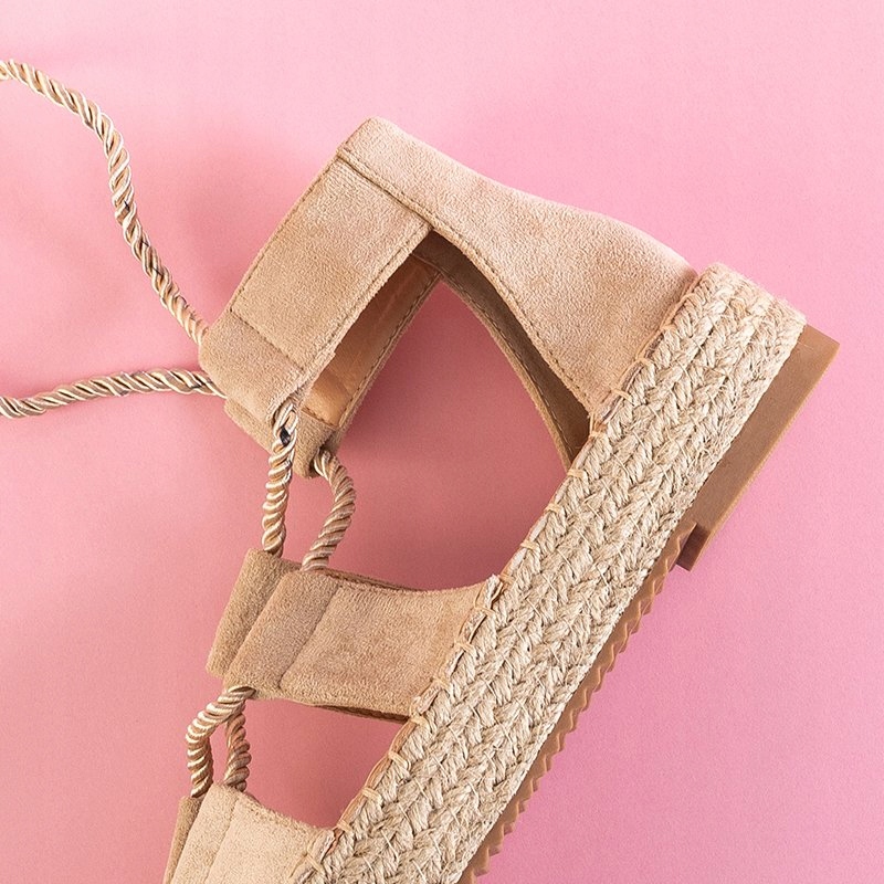 BEŻOWE SANDAŁY ESPADRYLE WIĄZANE NA PLATFORMIE 39 Model espadryle