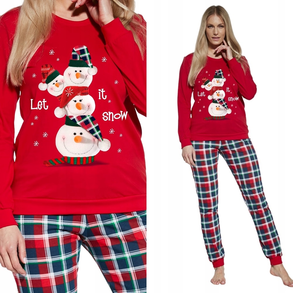 Dámské Pyžamo Cornette Snowman 671 XL 42 Červená