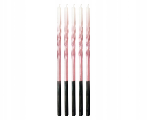Świeczki OMBRE różowe białe świderki na tort 5 szt