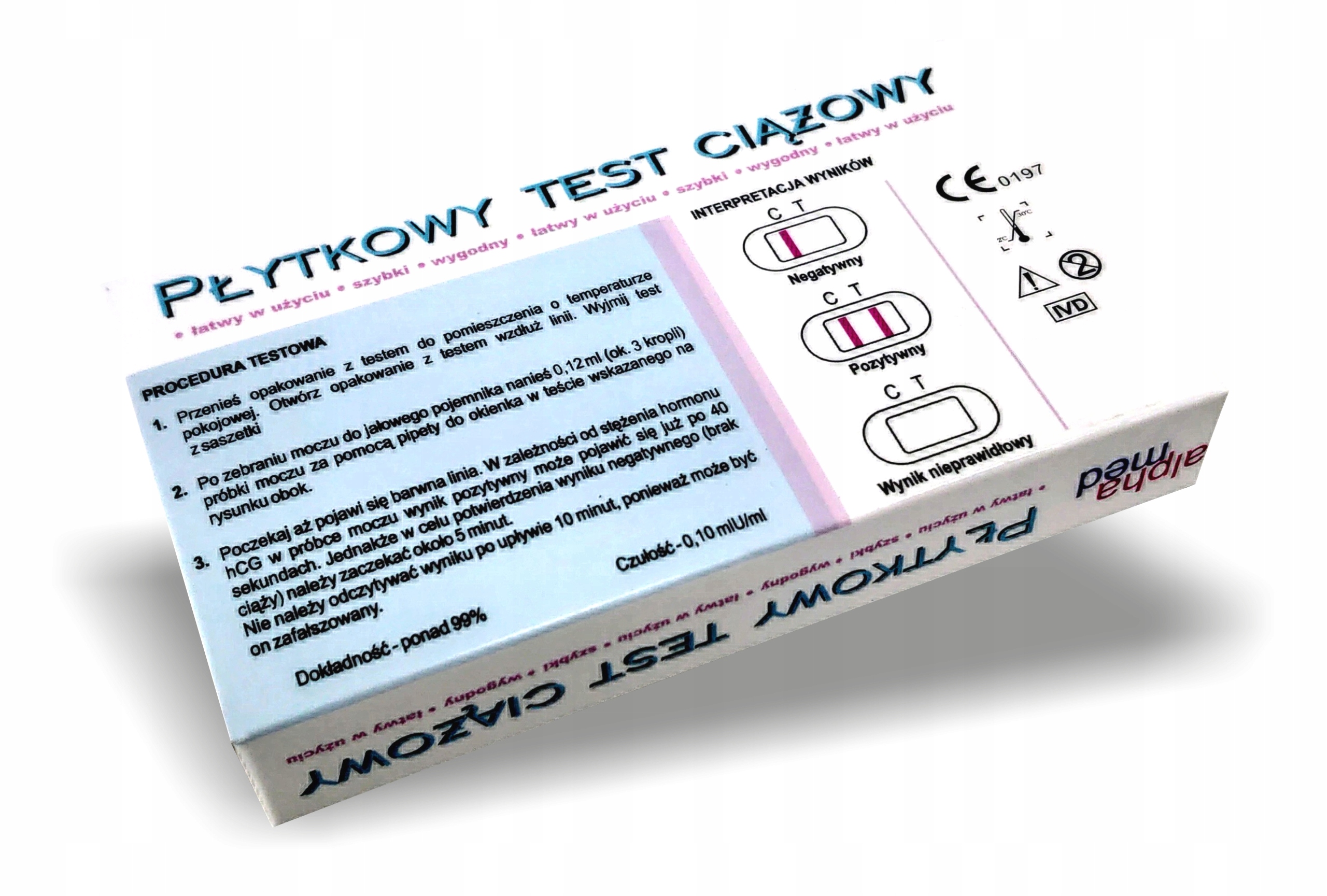 ALPHAMED PŁYTKOWY TEST CIĄŻOWY JEDNOSTOPNIOWY 99% Marka Alphamed
