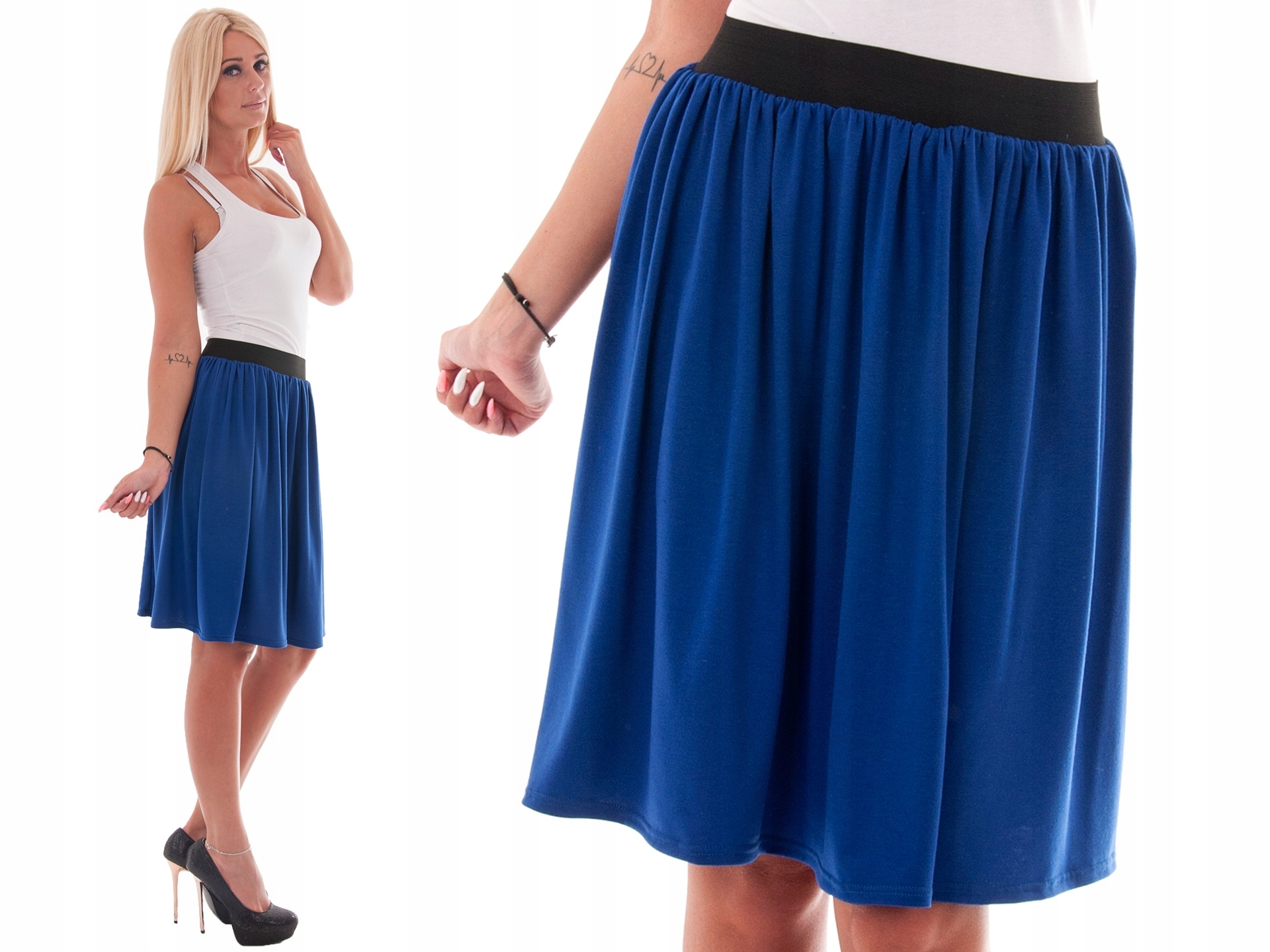 

D18 MIDI Spódnica Na Gumie Kolory Chabrowa r. 42