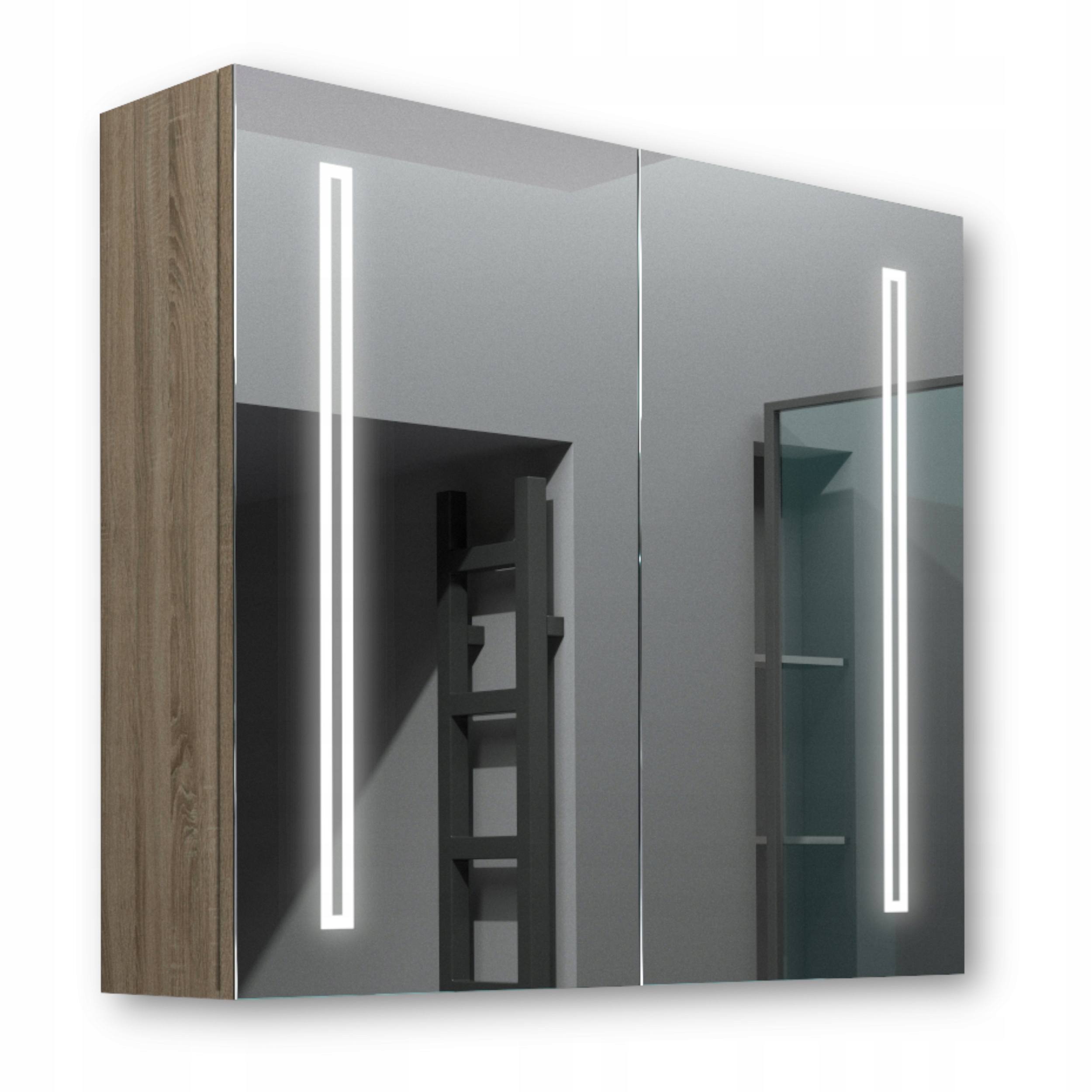 Drevená skrinka 80x70 Led zrkadlo Venus Sonoma