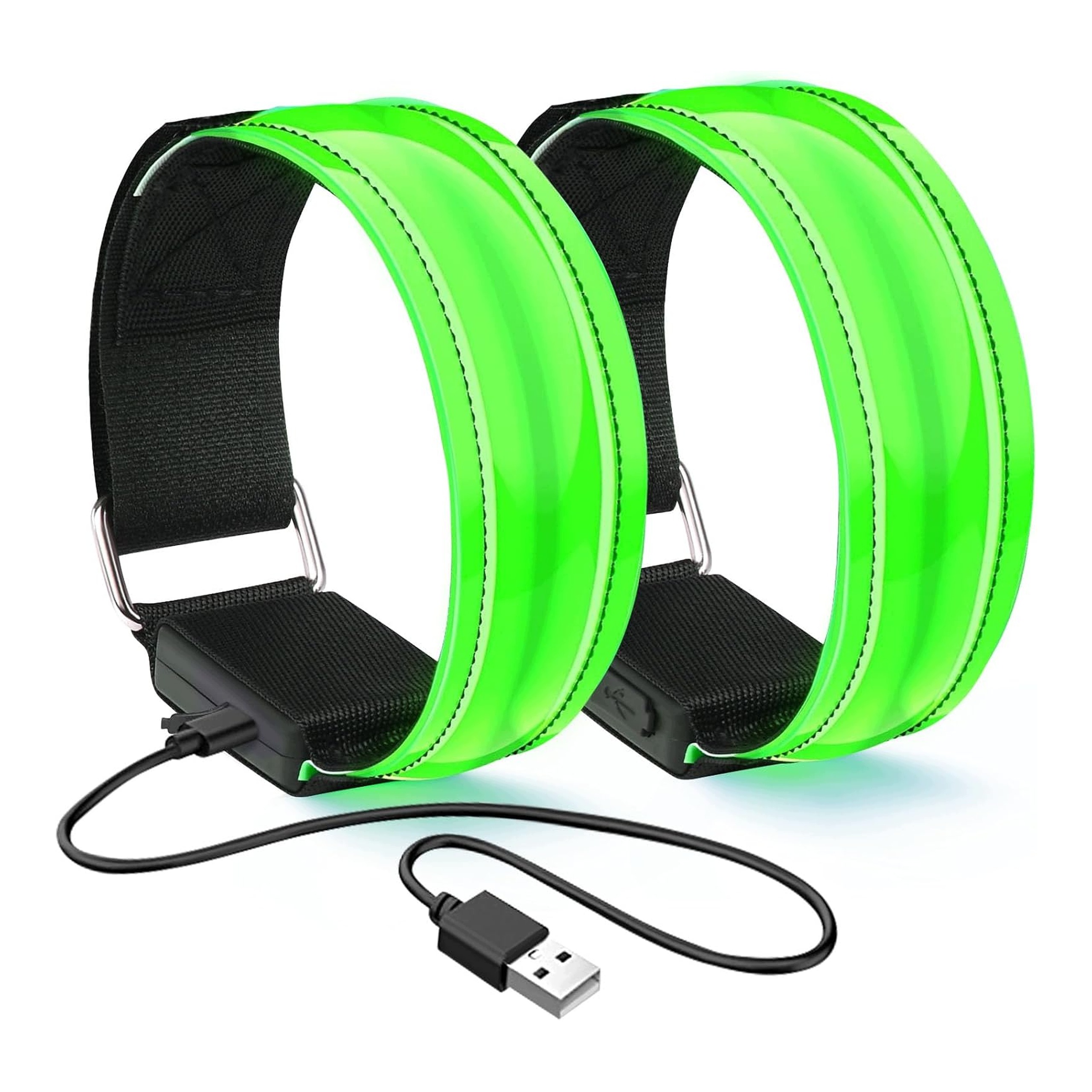 Bransoletka Led odblaskowa Usb ładowalna 2szt zielona flintronic