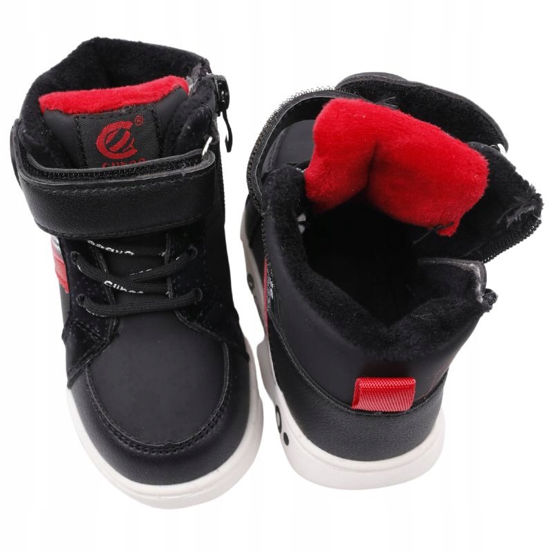 BOTKI CHŁOPIĘCE OCIEPLANE BUTY ZIMOWE SPORTOWE ŚNIEGOWCE TRAPERY CZARNE Stan opakowania oryginalne
