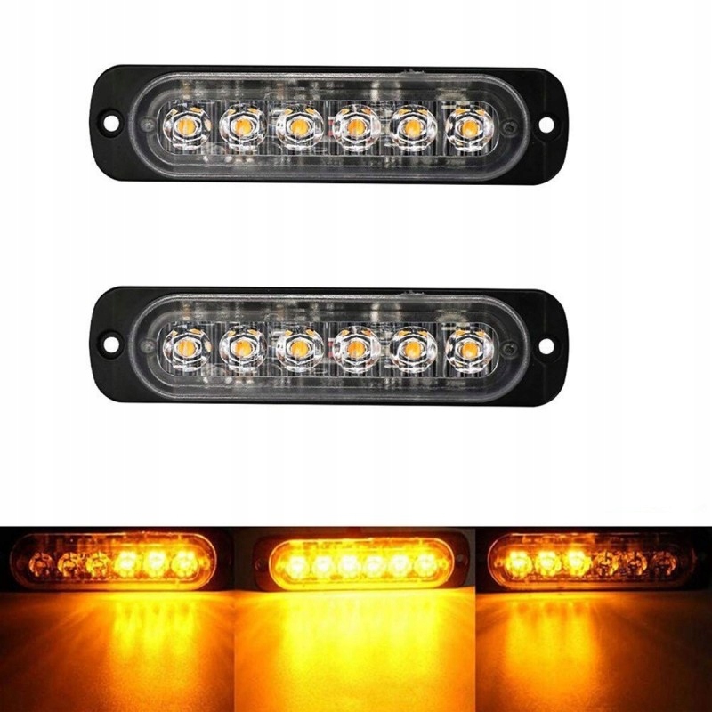 

Lampa obrysowa strobo 6 Led 12V-24V, pomarańczowa