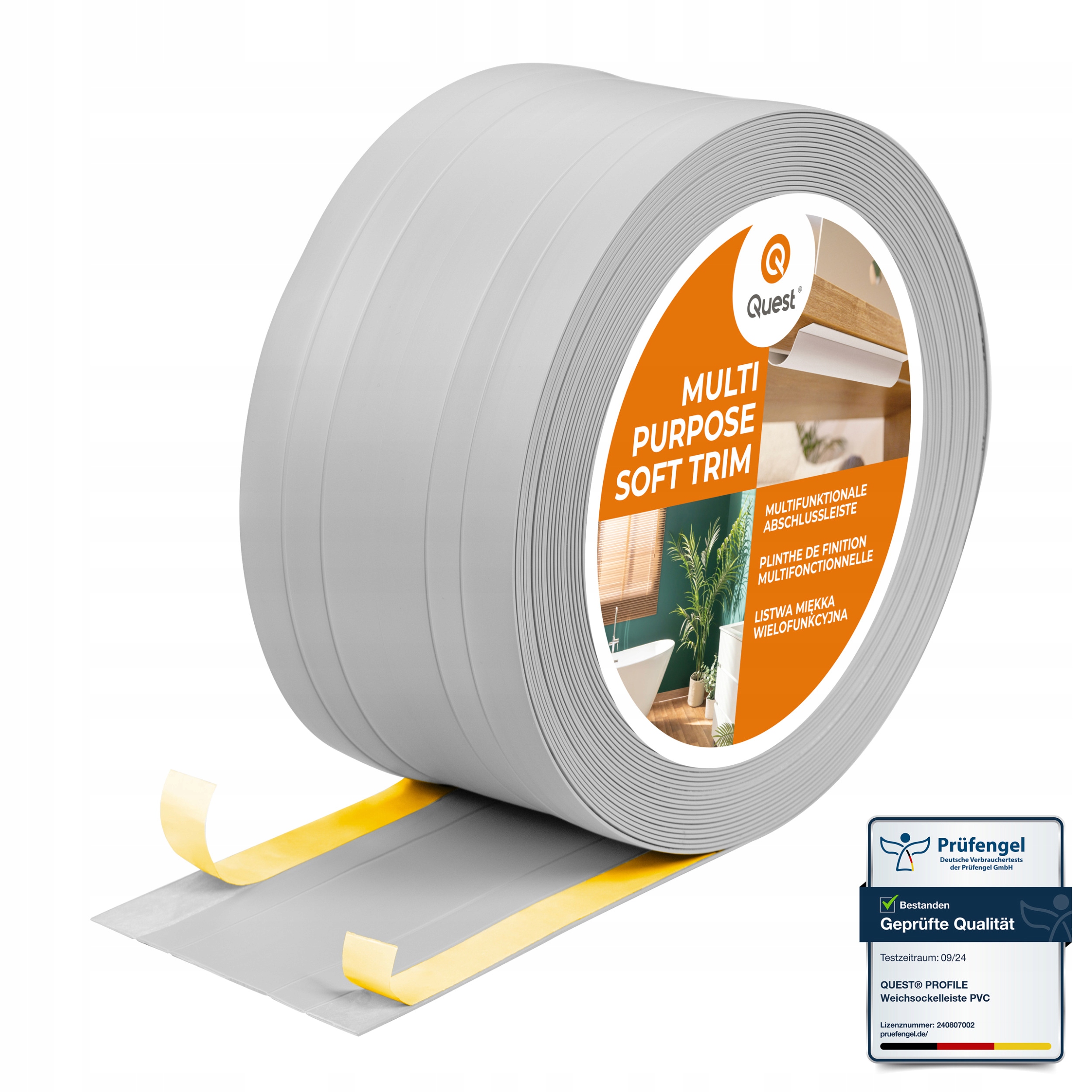 Pvc dokončovacia lišta 2v1 samolepiaca, šedá 110 mm, 25 m, W4