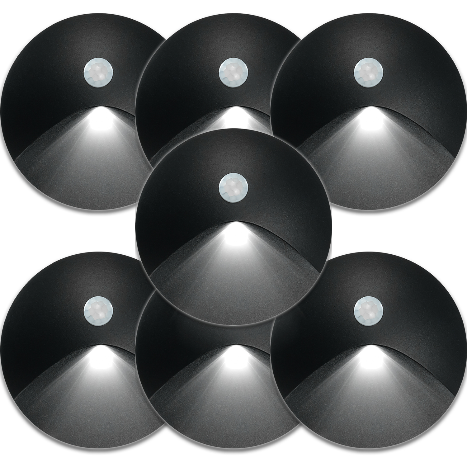 7 X Svítidlo Schodišťové Svítidlo Senzor Soumraku Pohybu Černá Alu