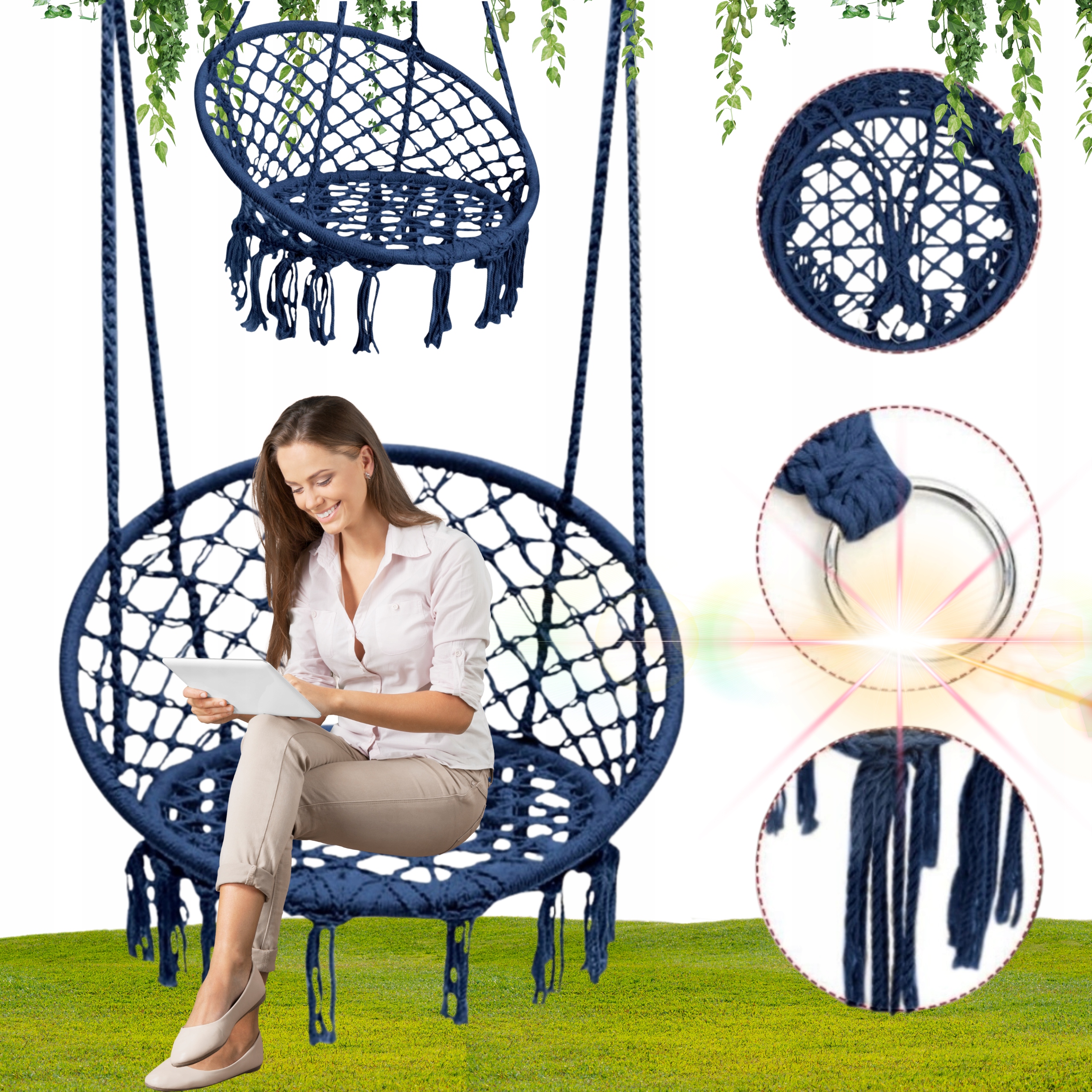 Závěsné Křeslo Čapí Hnízdo Zahradní Houpačka Houpací Kokon Boho Křeslo!