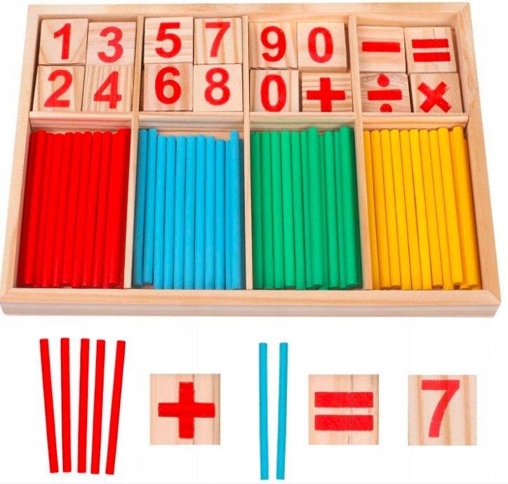PATYCZKI DREWNIANE DO NAUKI LICZENIA CYFERKI ZNAKI Marka PrzydaSie