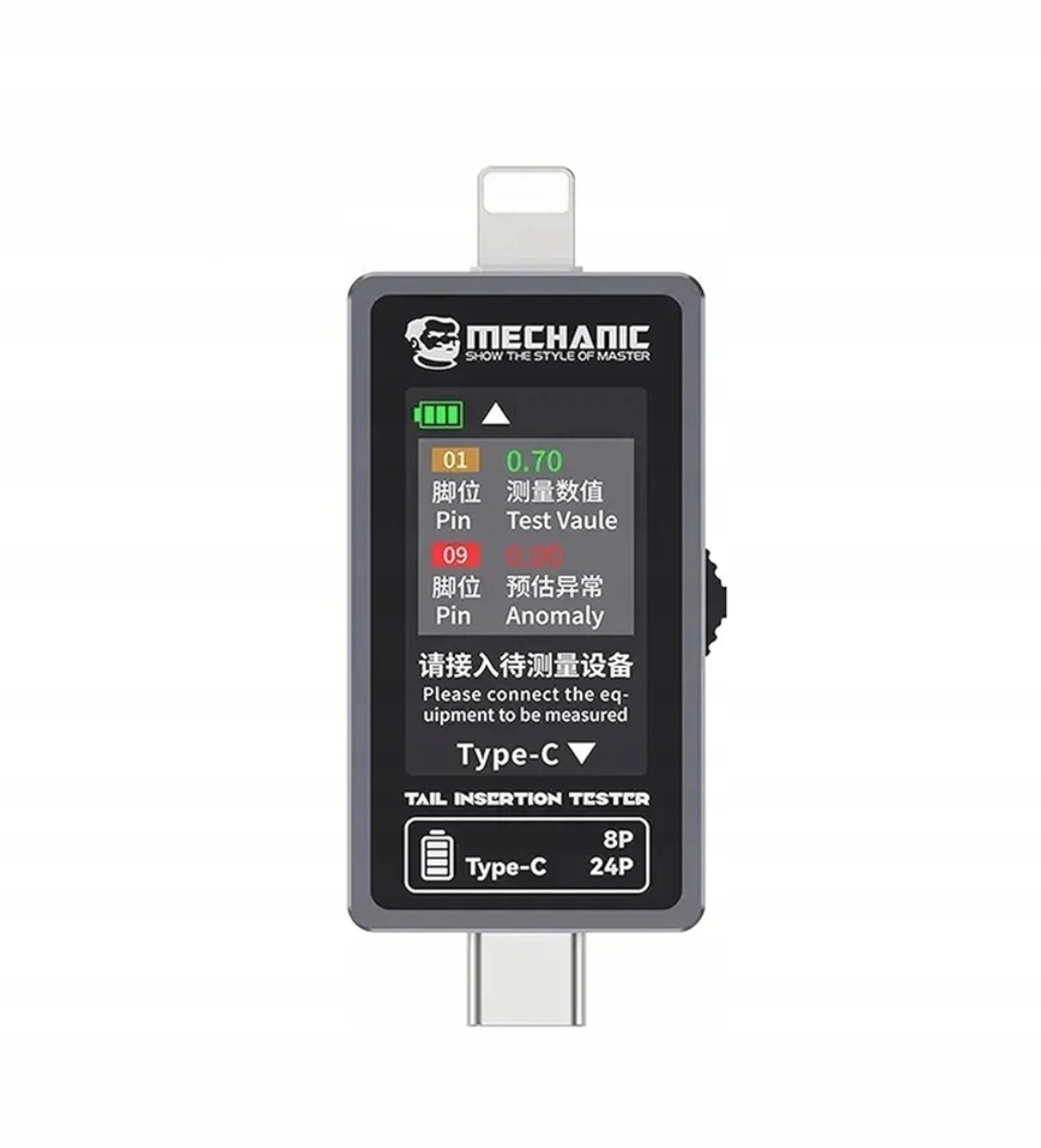 Mechanic T-824 profesionální tester napětí portu Usb-c a osvětlení