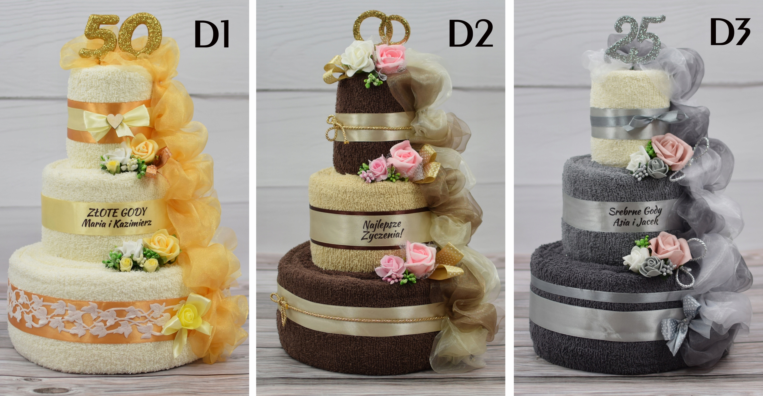 Tort z ręczników PREZENT na Ślub Rocznicę Urodziny Kod producenta Prezent Urodziny Imieniny Rocznica Ślub