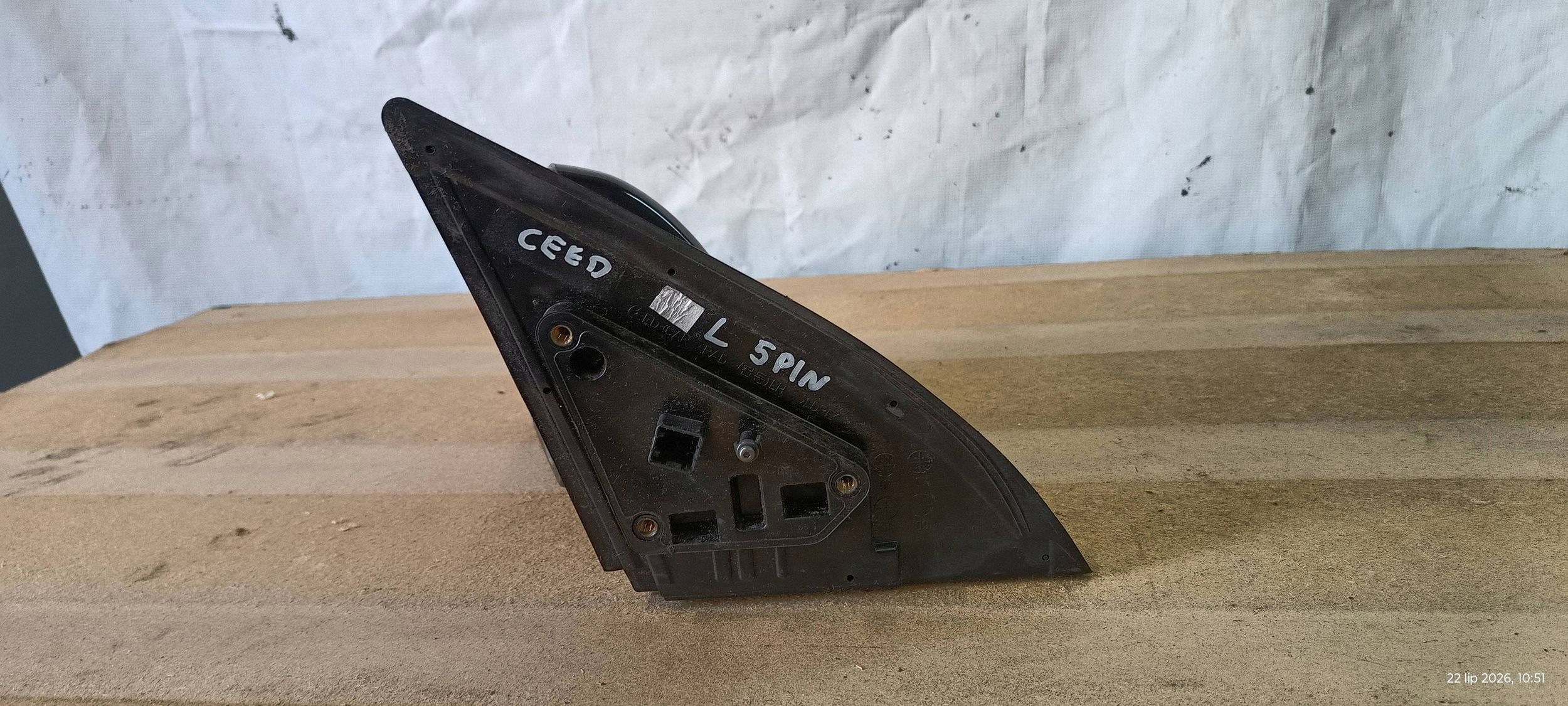 mirror left black, 1K EU 87620-1H155 KIA CEED 1 and 10-12 5 PIN