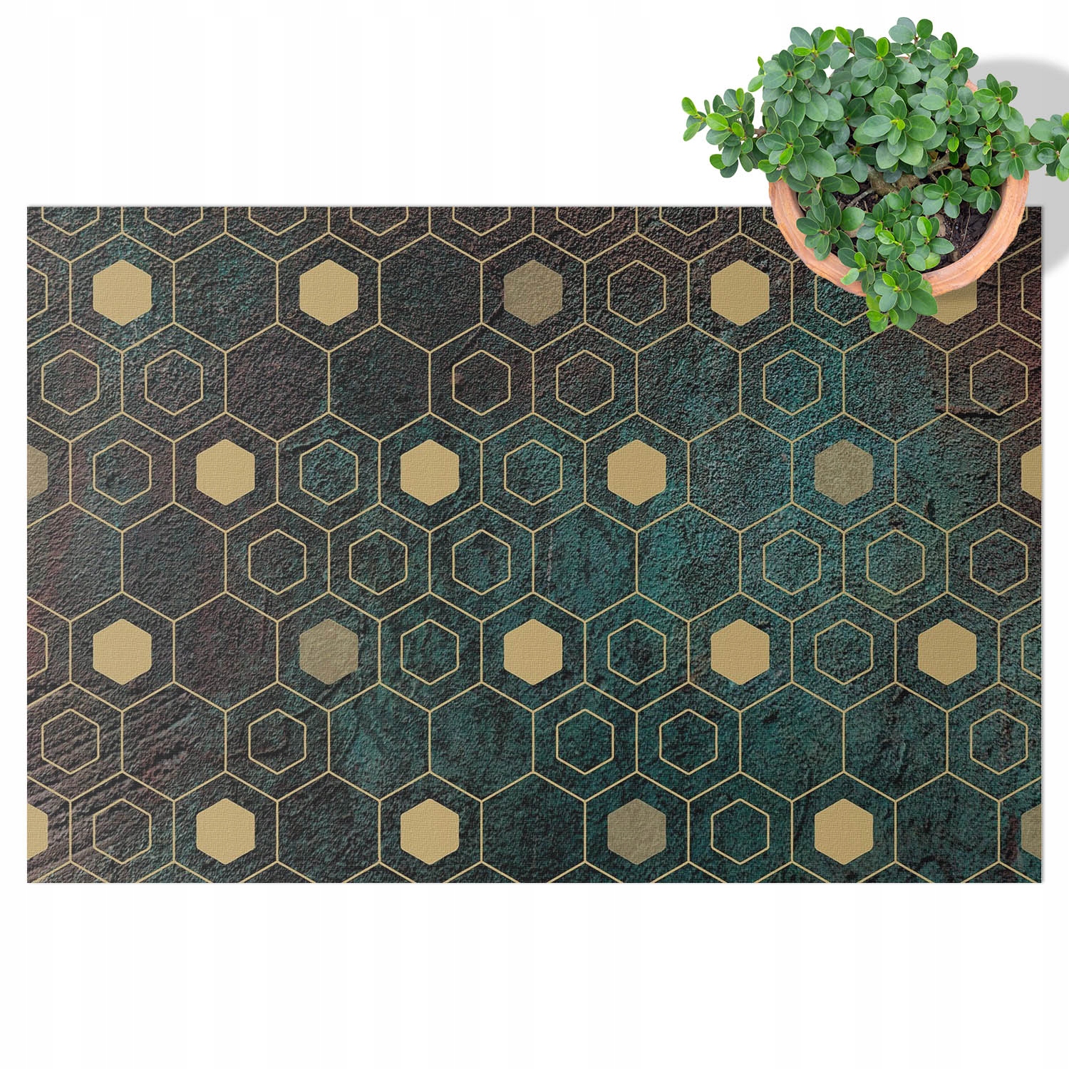 Terasový Koberec z vinylu s S Potiskem a Uv ochranou, Hexagonální vzor 80x120