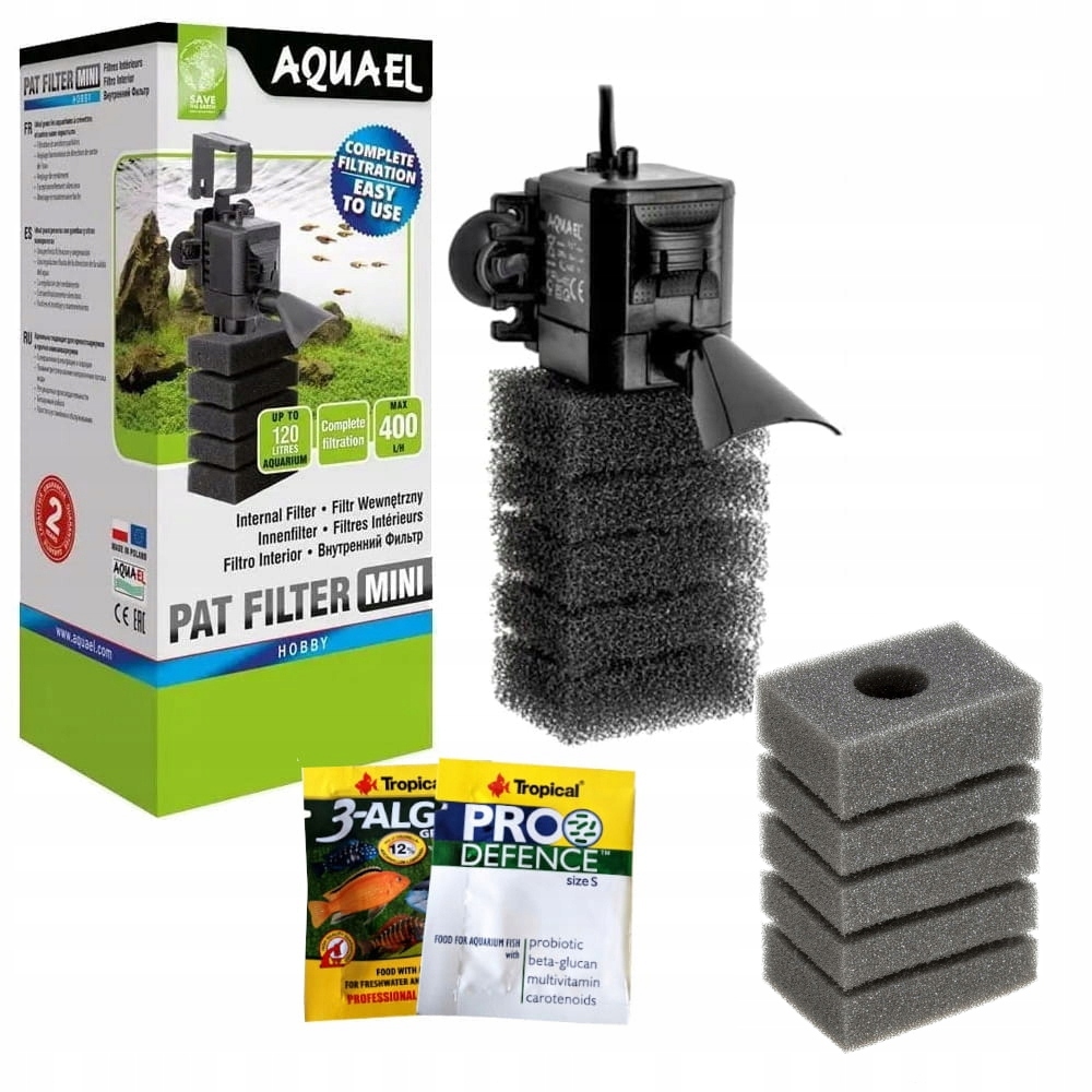 Aquael Pat Mini vnitřní filtr do akvária 400 l/h přídavná hustá houbička