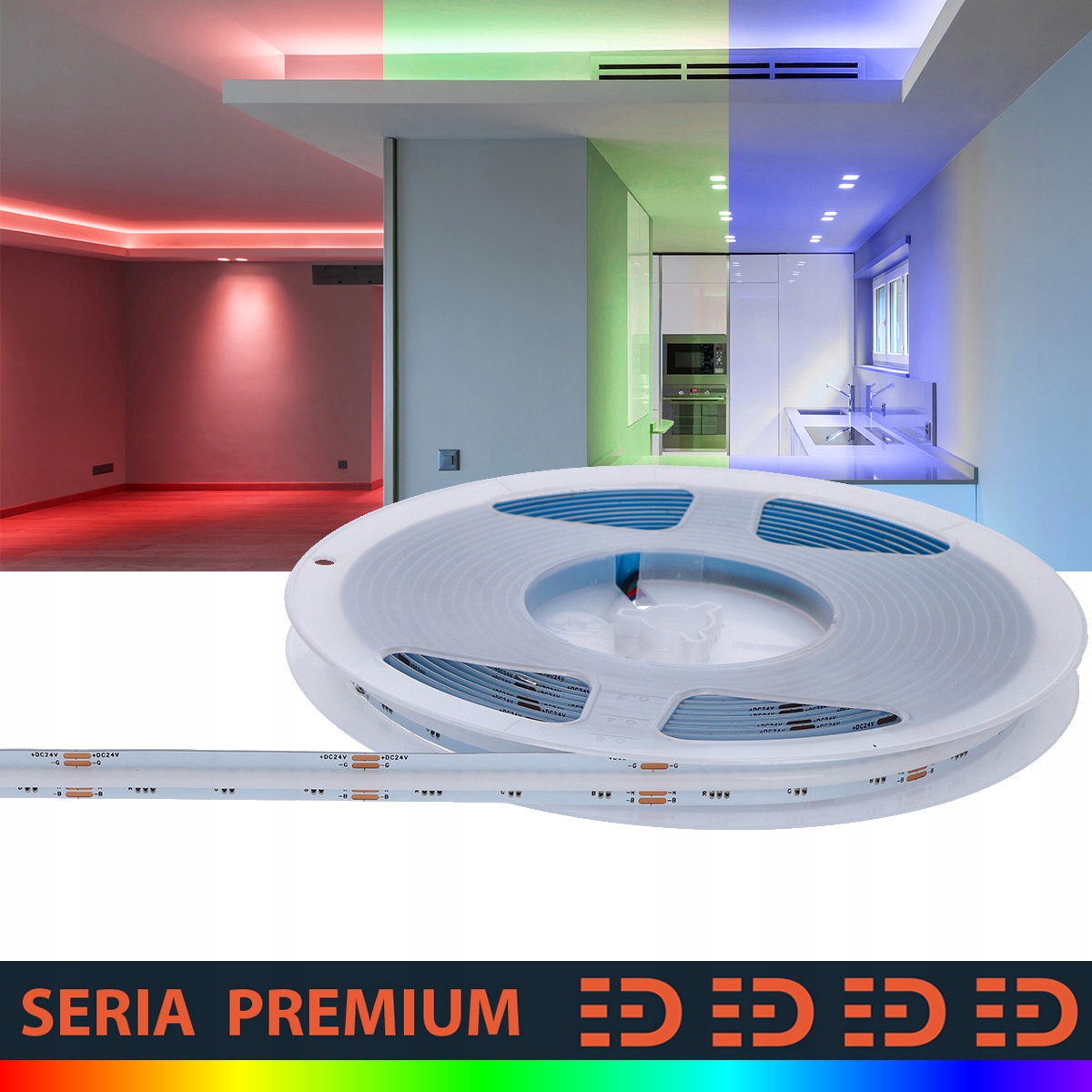 Led pásik viacfarebný|Plný RGB|24V|840 LED/|COB|5m|3 roky záruka