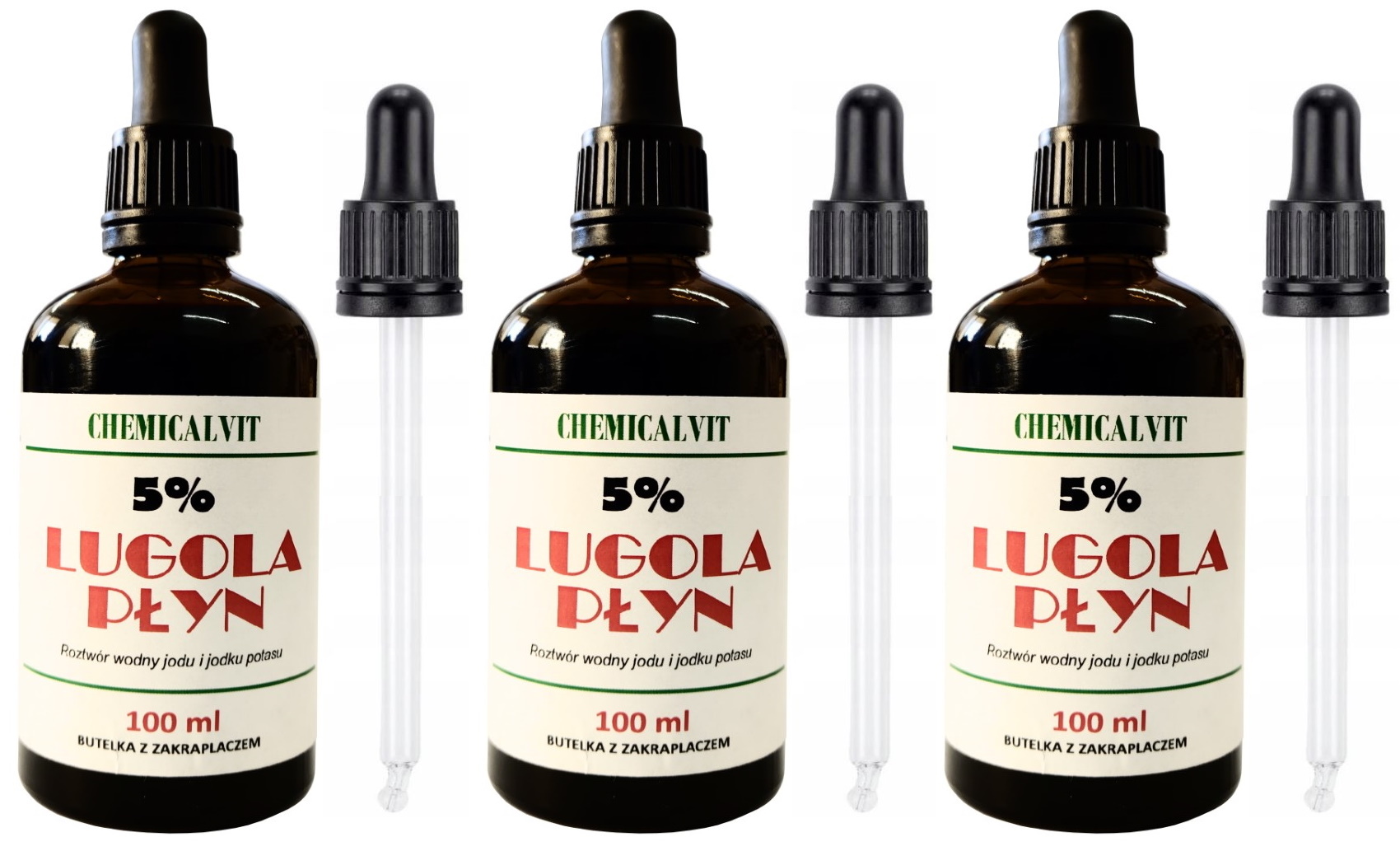 

Płyn Lugola 5% 300ml Jod Czysty Czda Jodek Potasu