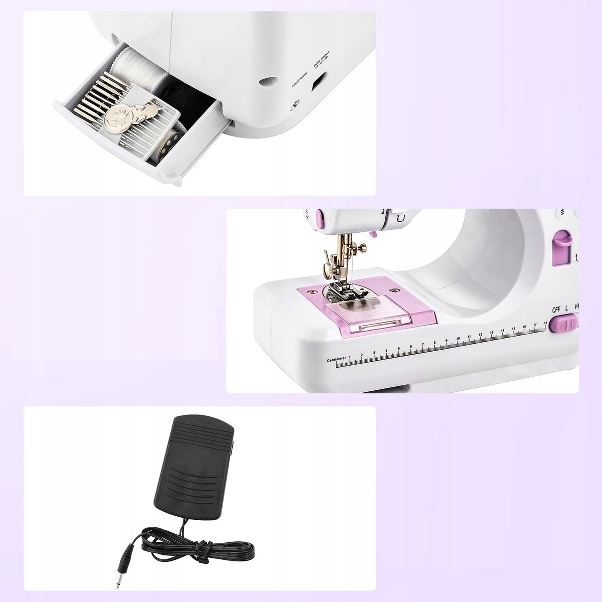 MASZYNA DO SZYCIA KOMPAKTOWA 12 ŚCIĘGÓW zasilacz i 4xAA Model 25E05000168