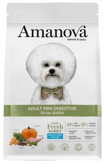 Levně Hypoalergenní krmivo pro malého psa Amanova Digestive Divine 64% Králík 2kg