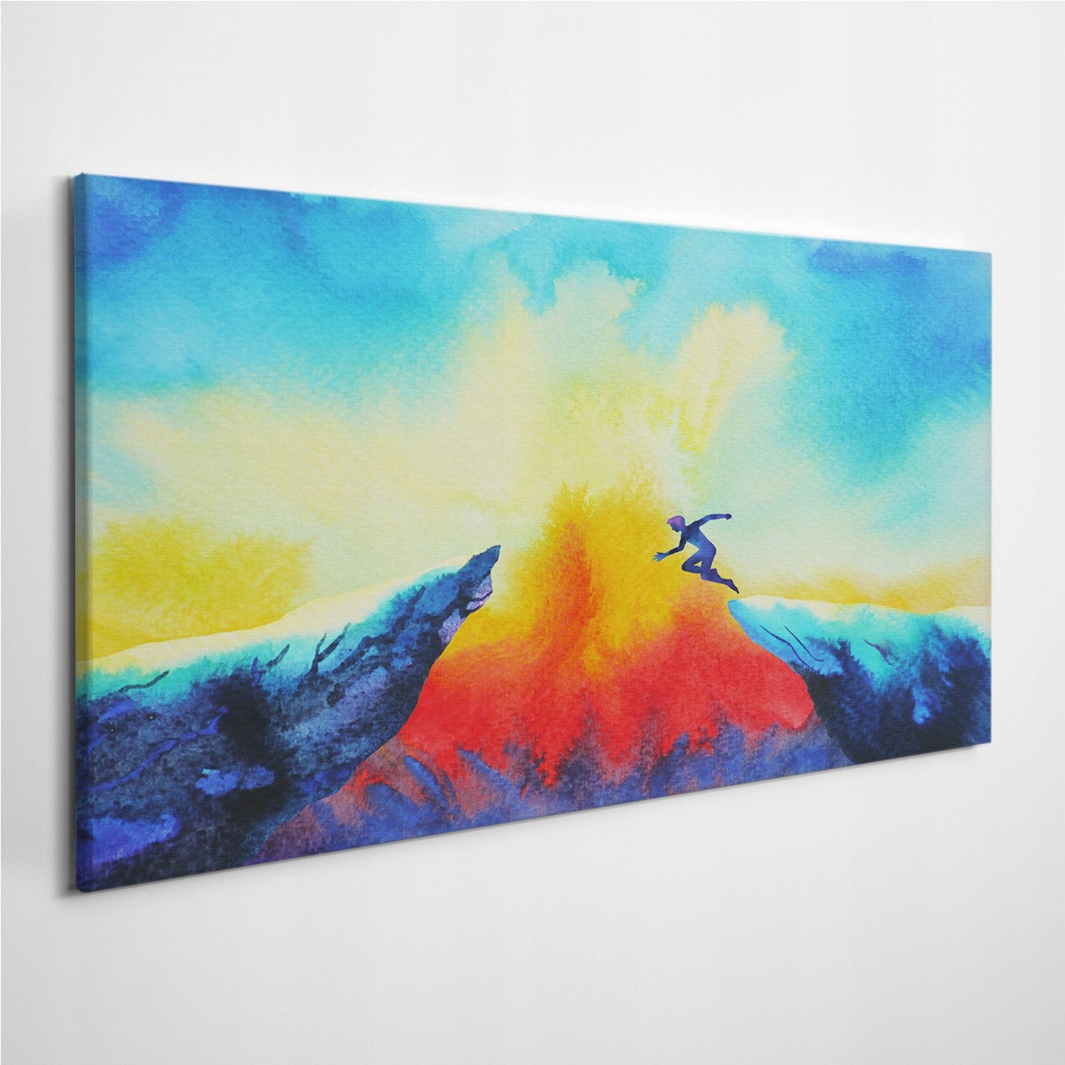 

Obraz na płótnie Góry Skaczący Mężczyzna 100x50 cm